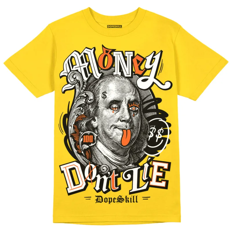 Vivid Sulfur 4s DopeSkill Yellow T-shirt Money Don't Lie Graphic sold by DopeSkill