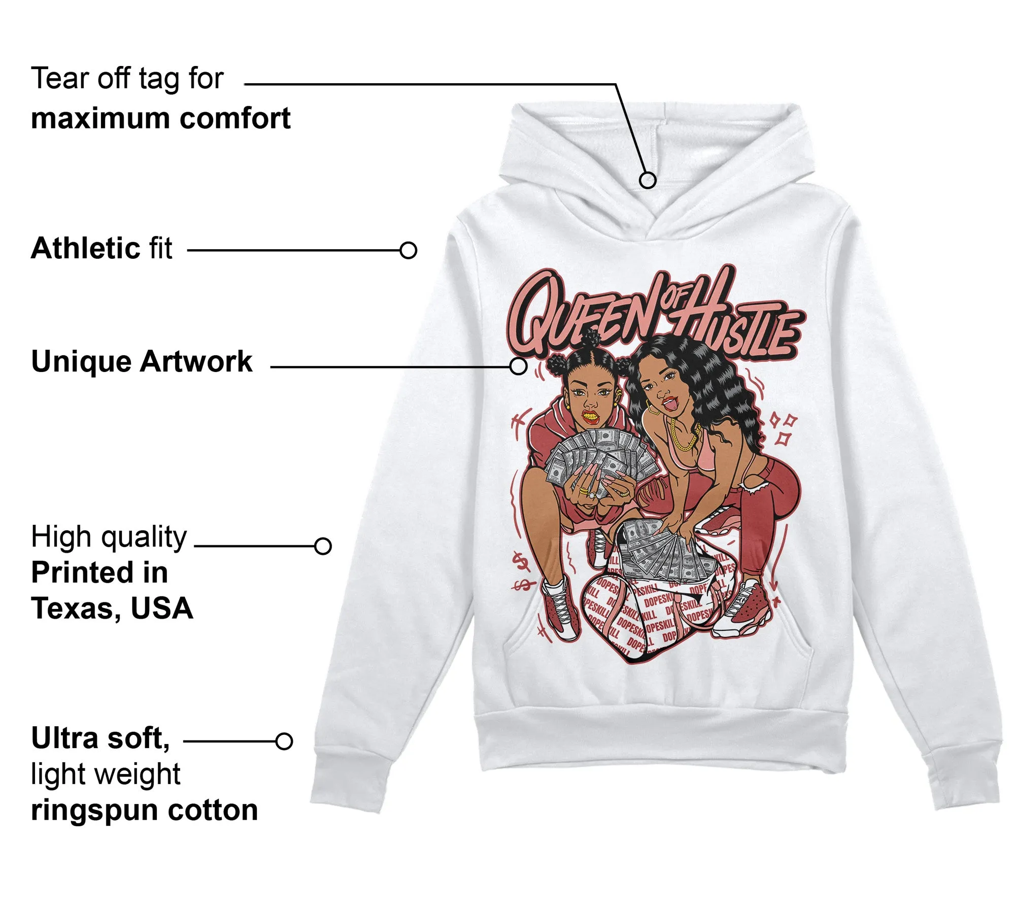 Dune Red 13s DopeSkill Hoodie Sweatshirt Queen Of Hustle Graphic sold by DopeSkill product image thumbnail 3