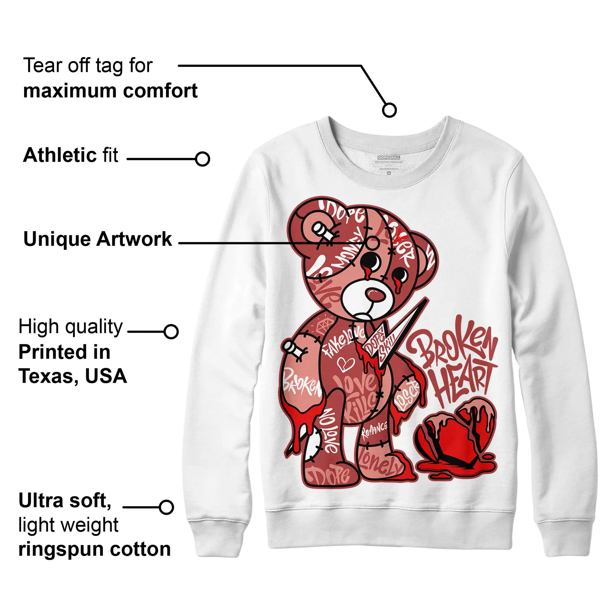 Dune Red 13s DopeSkill Sweatshirt Broken Heart Graphic sold by DopeSkill product image thumbnail 3