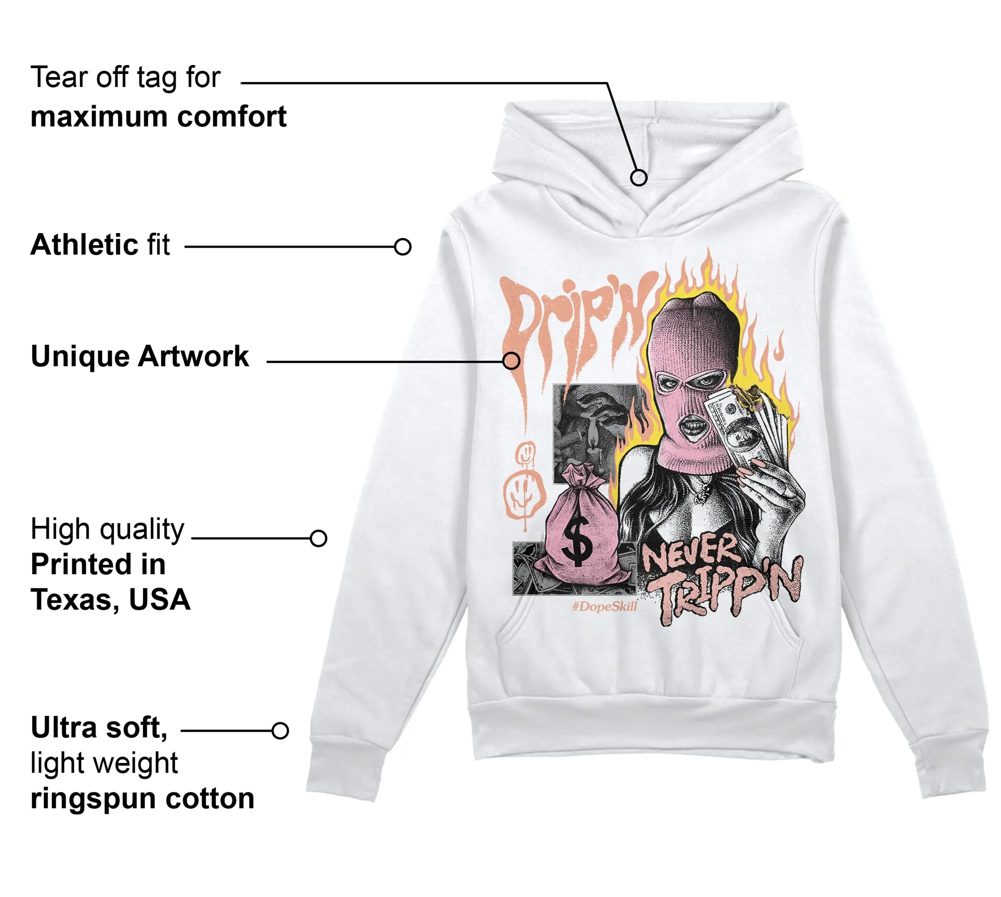 Legend Pink 11s DopeSkill Hoodie Sweatshirt Drip'n Never Tripp'n Graphic sold by DopeSkill product image thumbnail 3