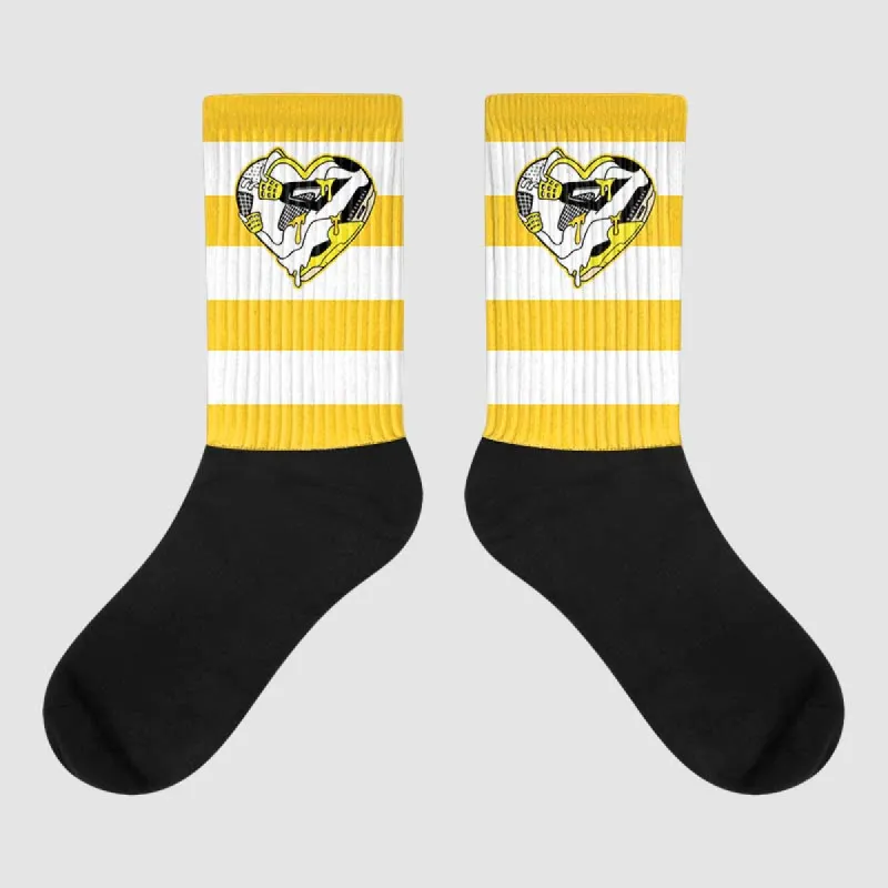 Vivid Sulfur 4s DopeSkill Sublimated Socks Horizontal Stripes Graphic sold by DopeSkill