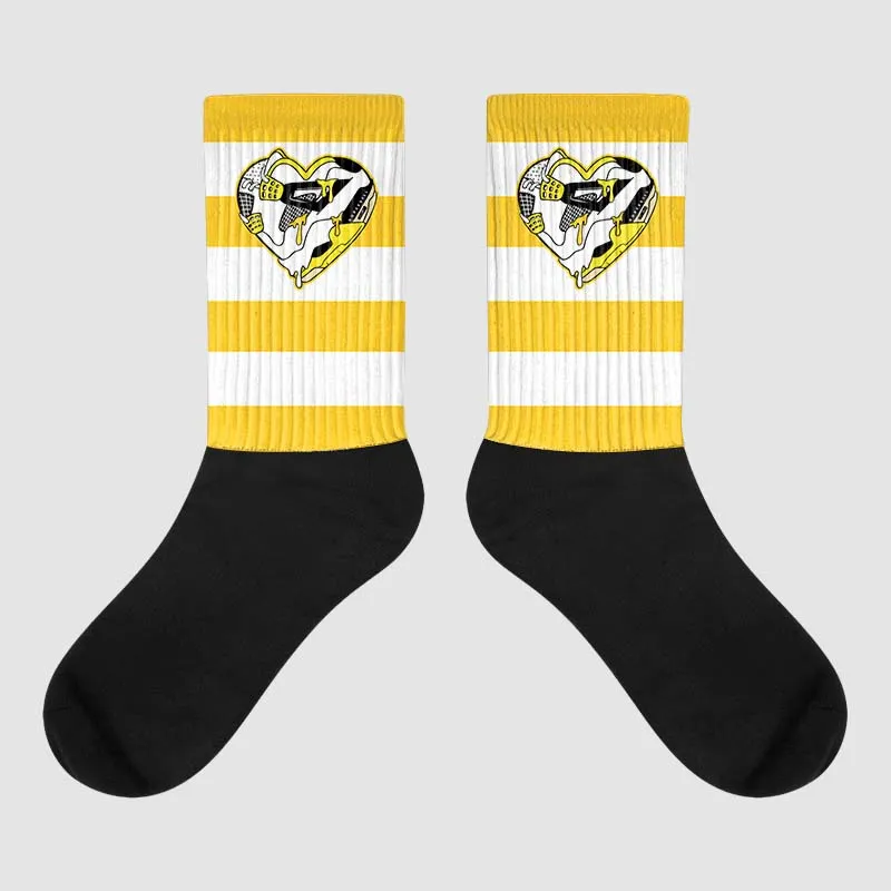 Vivid Sulfur 4s DopeSkill Sublimated Socks Horizontal Stripes Graphic sold by DopeSkill