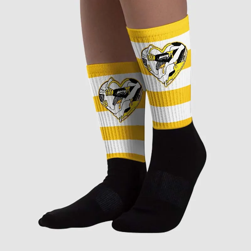 Vivid Sulfur 4s DopeSkill Sublimated Socks Horizontal Stripes Graphic sold by DopeSkill product image thumbnail 2