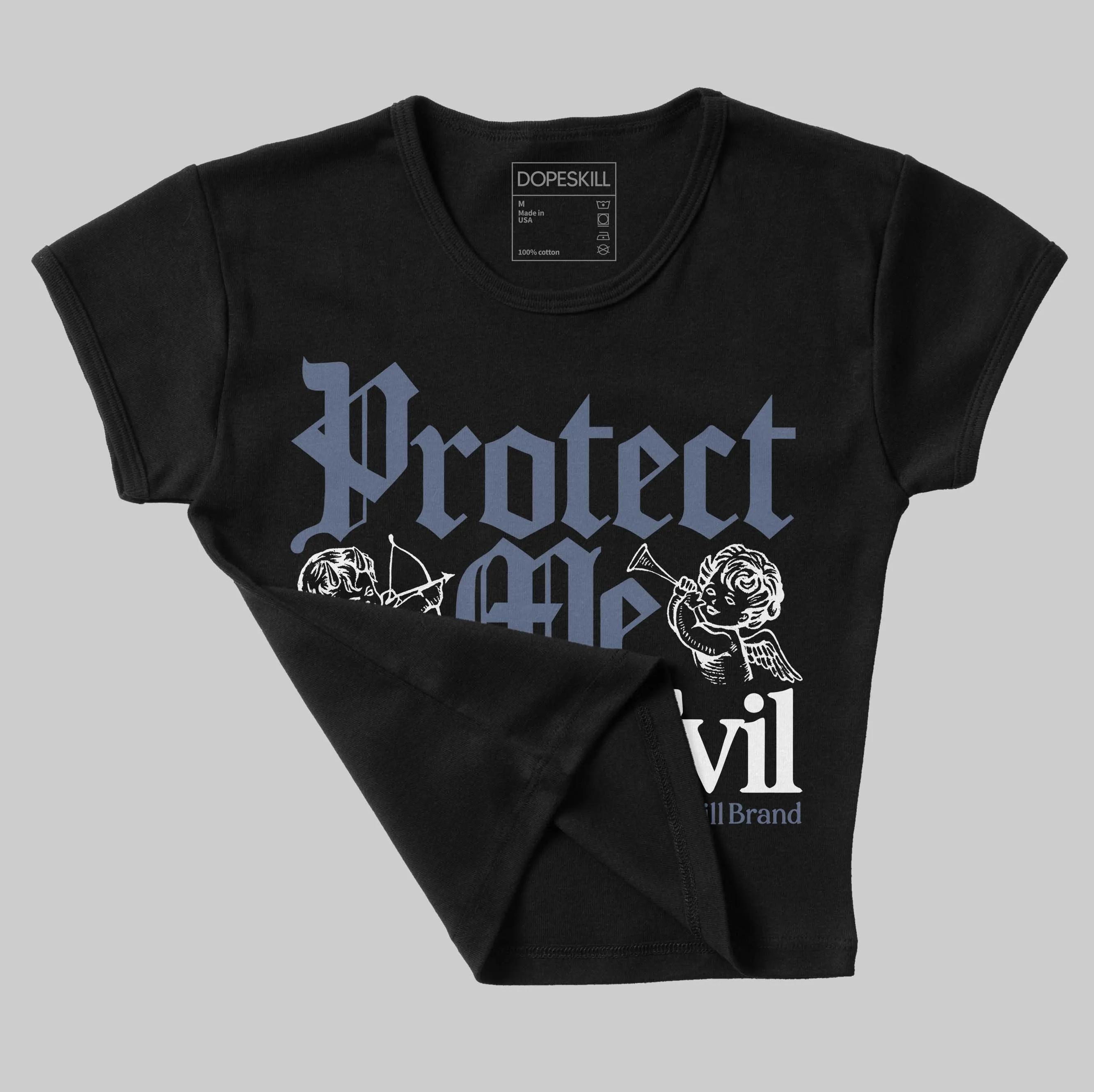 Diffused Blue 11s DopeSkill Women's Crop Top Protect Me From Evil Graphic sold by DopeSkill product image thumbnail 4