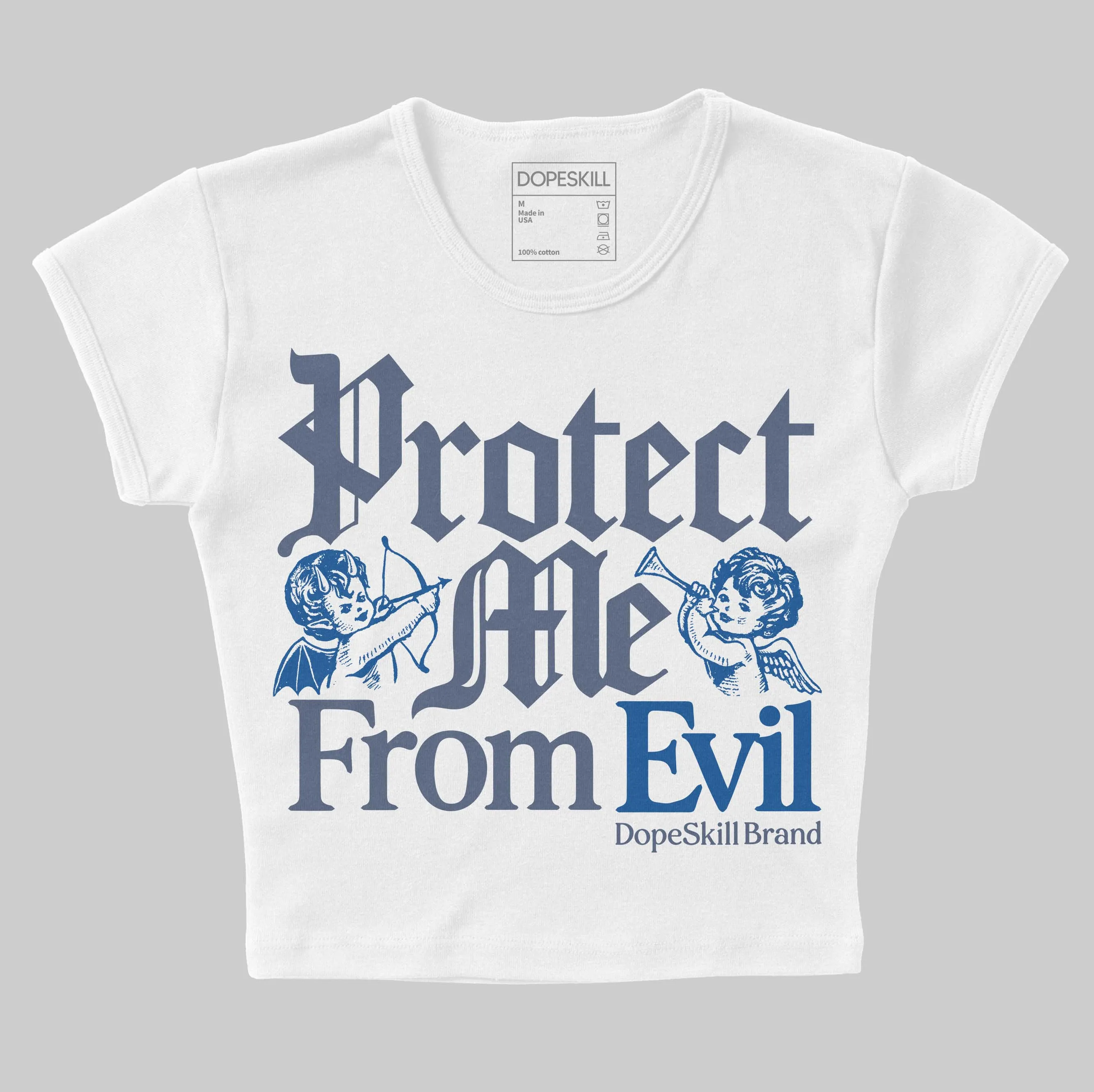 Diffused Blue 11s DopeSkill Women's Crop Top Protect Me From Evil Graphic sold by DopeSkill