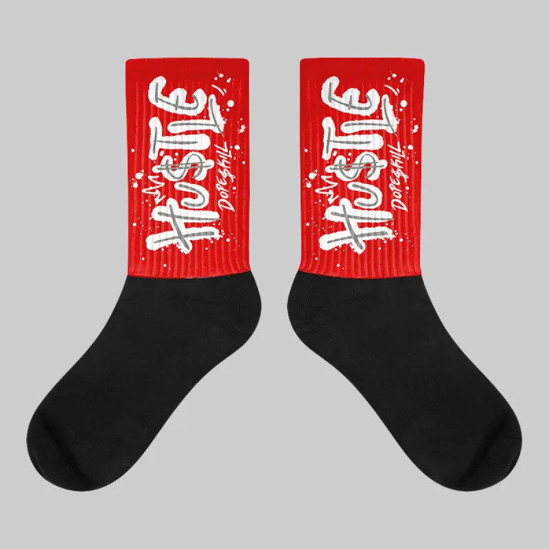 Fire Red 3s DopeSkill Sublimated Socks Hustle Graphic sold by DopeSkill