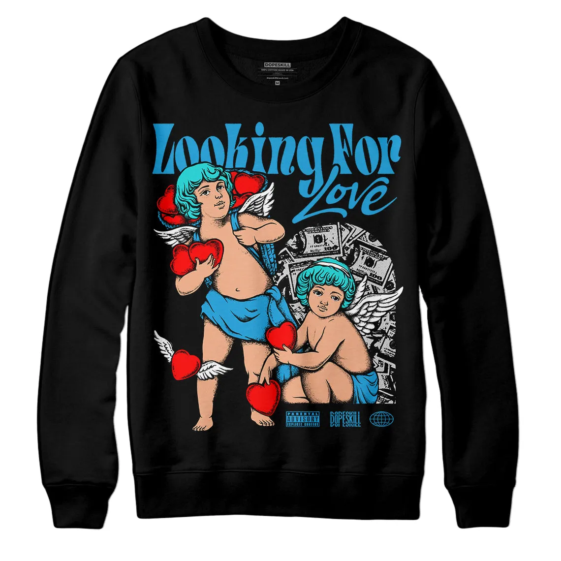 Military Blue 4s DopeSkill Sweatshirt Looking For Love Graphic sold by DopeSkill product image thumbnail 2