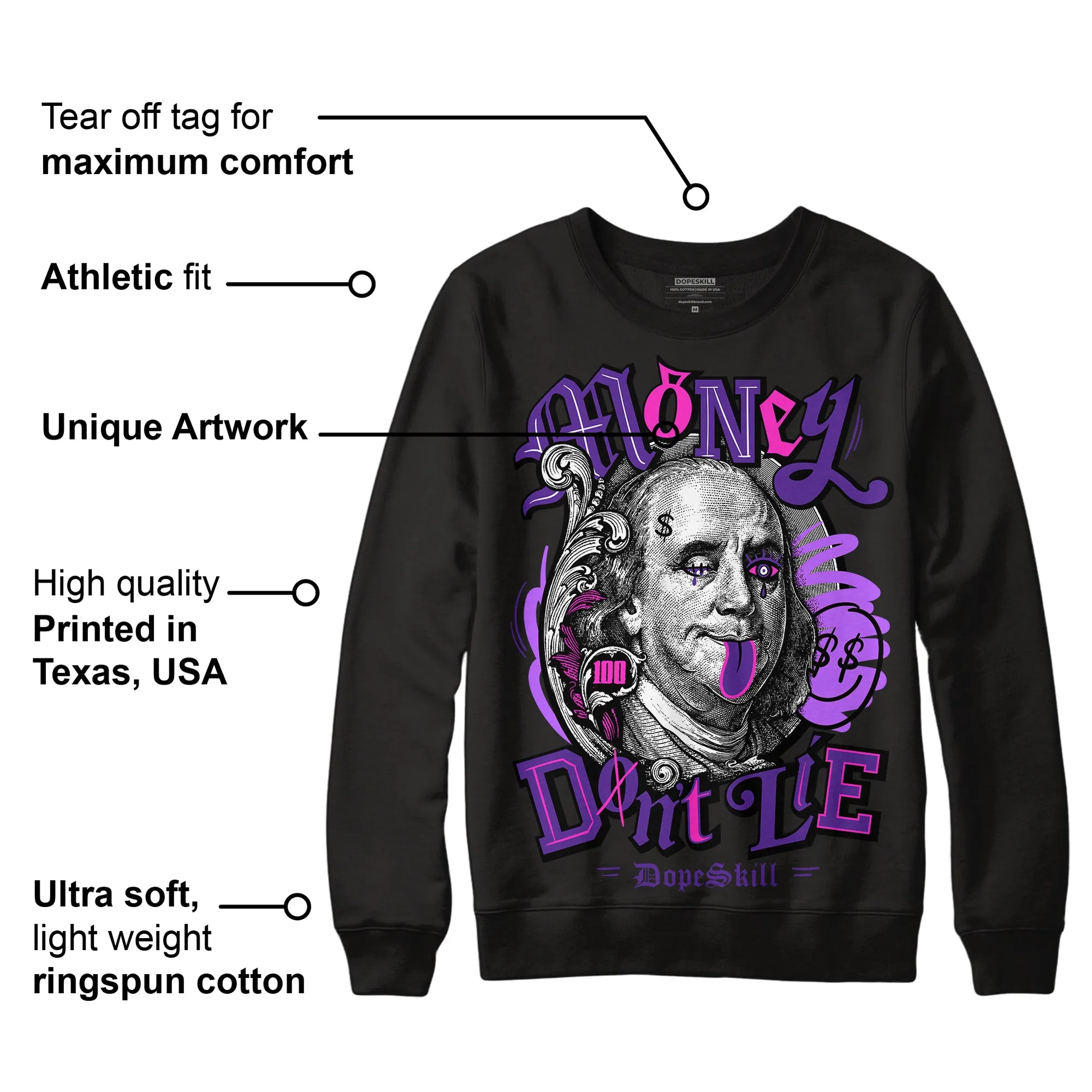 PURPLE Collection DopeSkill Sweatshirt Money Don't Lie Graphic sold by DopeSkill product image thumbnail 3