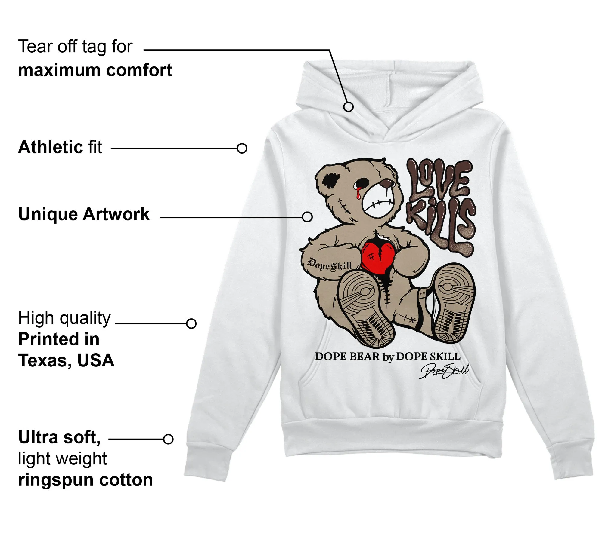 Latte 1s DopeSkill Hoodie Sweatshirt Love Kills Graphic sold by DopeSkill product image thumbnail 3