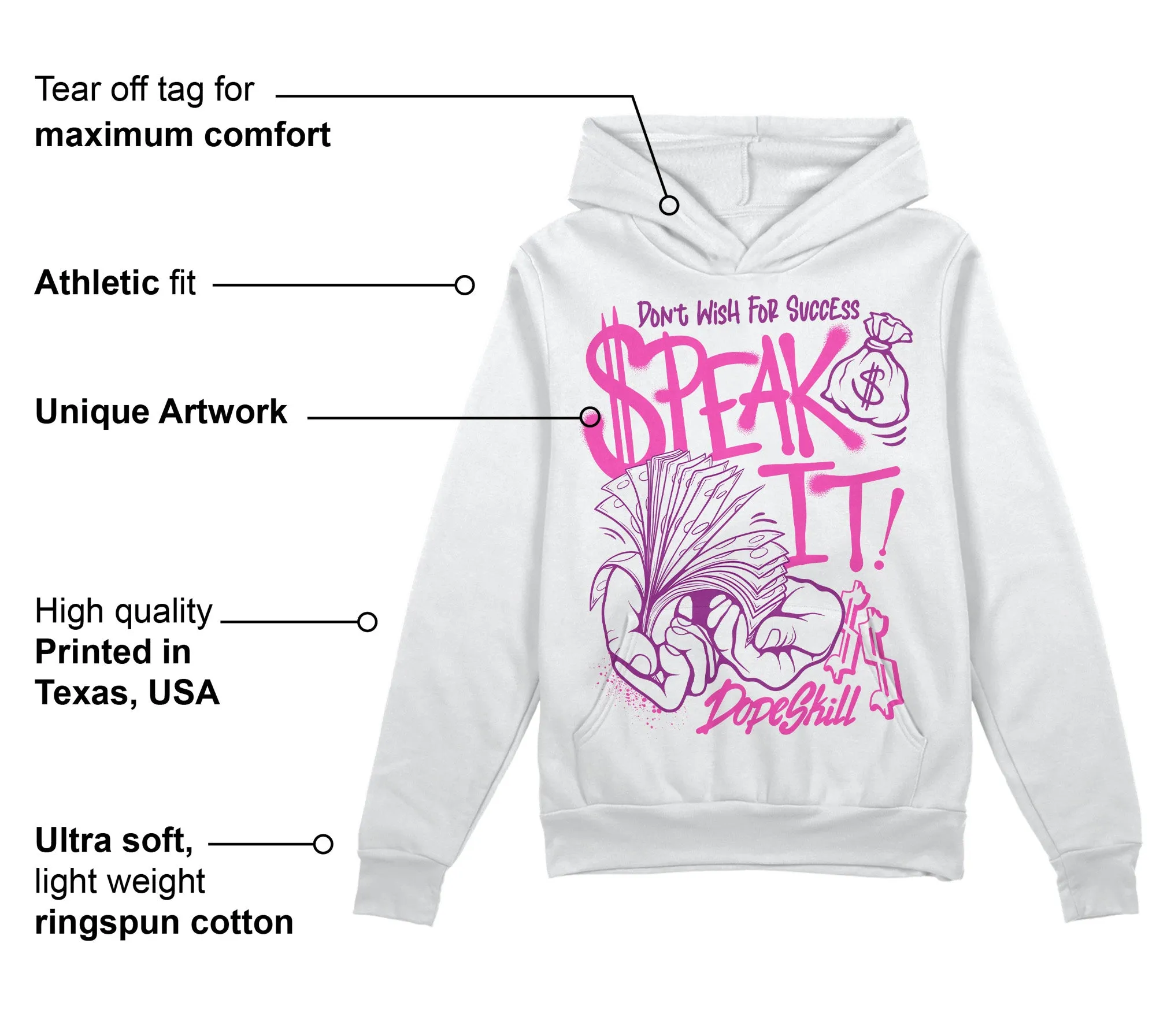 Hyper Violet 4s DopeSkill Hoodie Sweatshirt Speak It Graphic sold by DopeSkill product image thumbnail 3