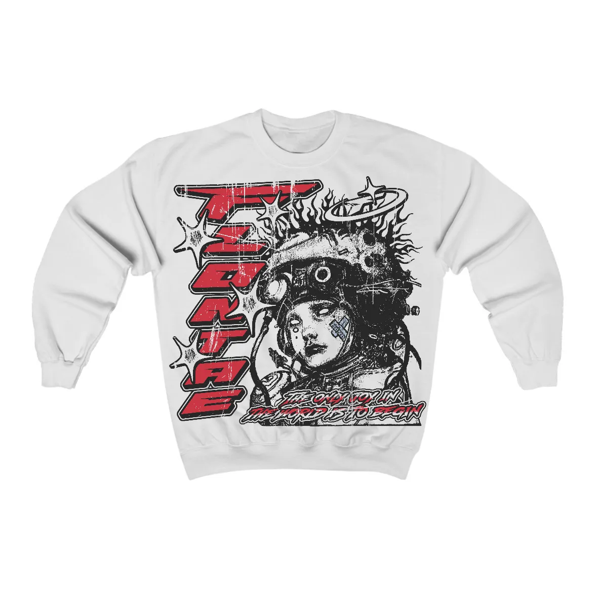 Fire Red “Black Tongue” 5s Flontae Crewneck Sweatshirt Self Aware Graphic sold by Flontae Clothing