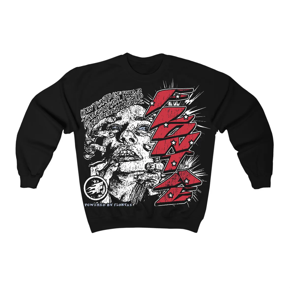 Fire Red “Black Tongue” 5s Flontae Crewneck Sweatshirt Forever Graphic sold by Flontae Clothing