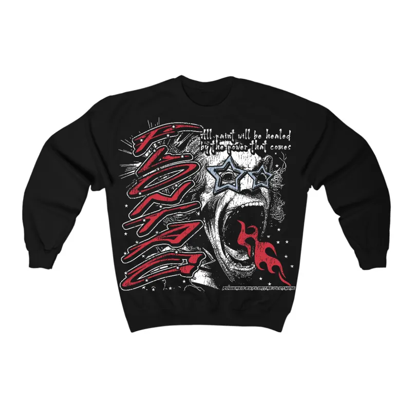 Fire Red “Black Tongue” 5s Flontae Crewneck Sweatshirt Wonder Graphic sold by Flontae Clothing