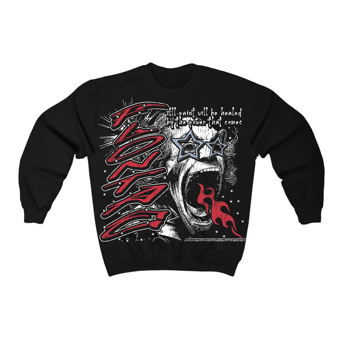 Fire Red “Black Tongue” 5s Flontae Crewneck Sweatshirt Wonder Graphic sold by Flontae Clothing