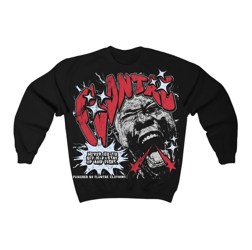 Fire Red “Black Tongue” 5s Flontae Crewneck Sweatshirt Never Quit Graphic sold by Flontae Clothing