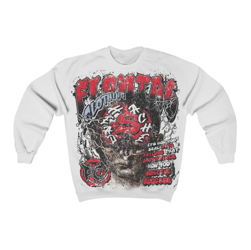 Fire Red “Black Tongue” 5s Flontae Crewneck Sweatshirt Headstorm Graphic sold by Flontae Clothing