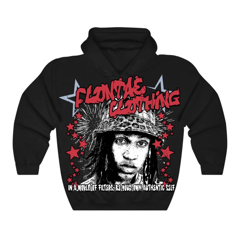 Fire Red “Black Tongue” 5s Flontae Hoodie Be Yourself Graphic sold by Flontae Clothing