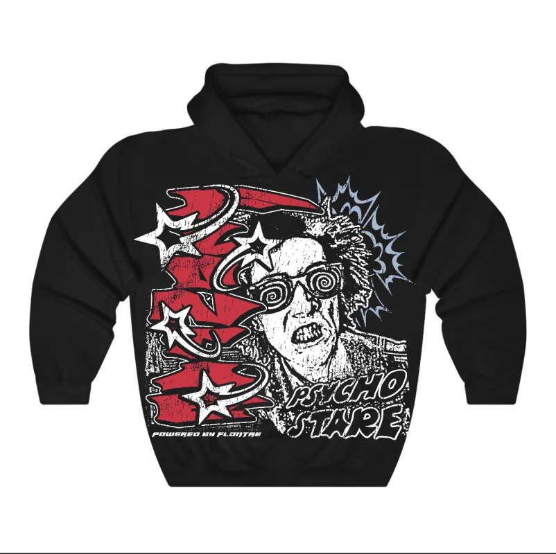 Fire Red “Black Tongue” 5s Flontae Hoodie Stare Graphic sold by Flontae Clothing
