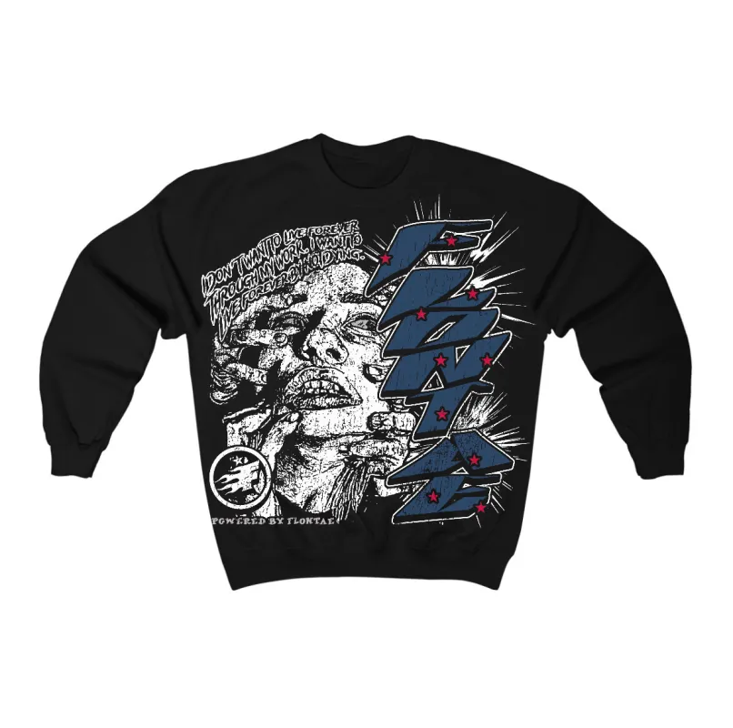 French Blue 12s Flontae Crewneck Sweatshirt Forever Graphic sold by Flontae Clothing