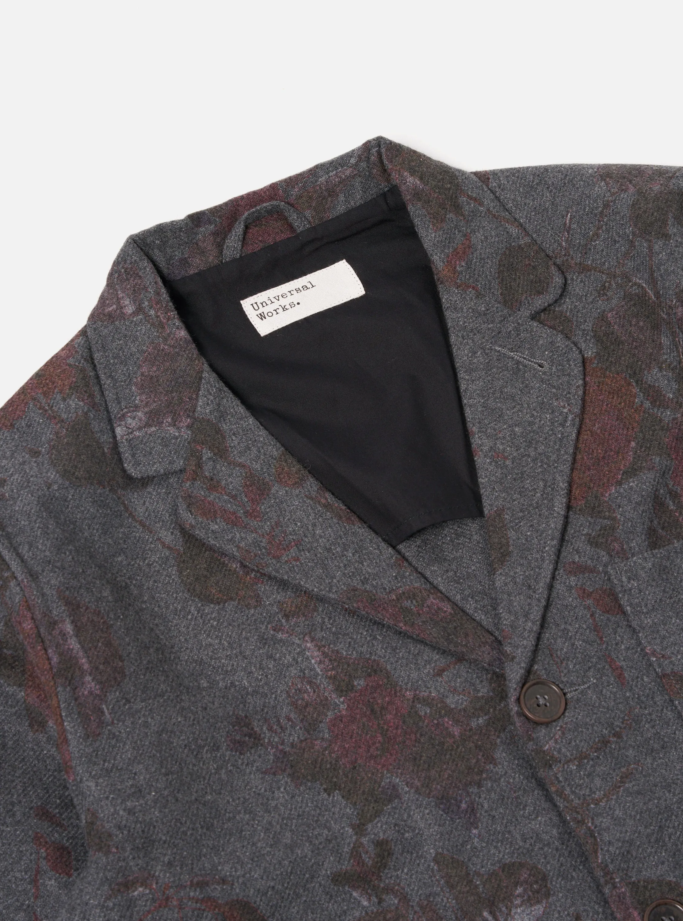 Universal Works Three Button Jacket in Mid Grey Printed Flannel sold by Universal Works product image thumbnail 3