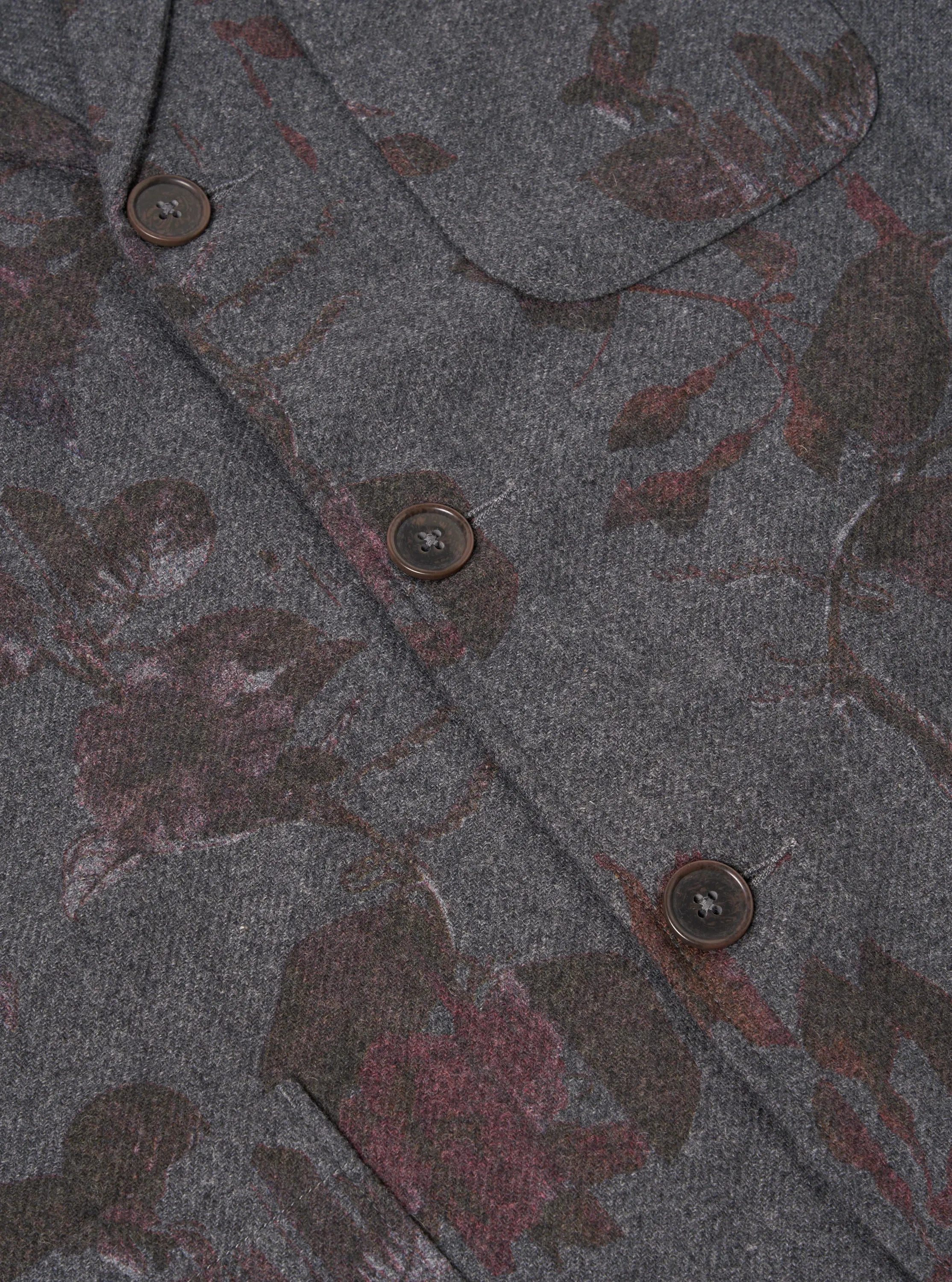 Universal Works Three Button Jacket in Mid Grey Printed Flannel sold by Universal Works product image thumbnail 4