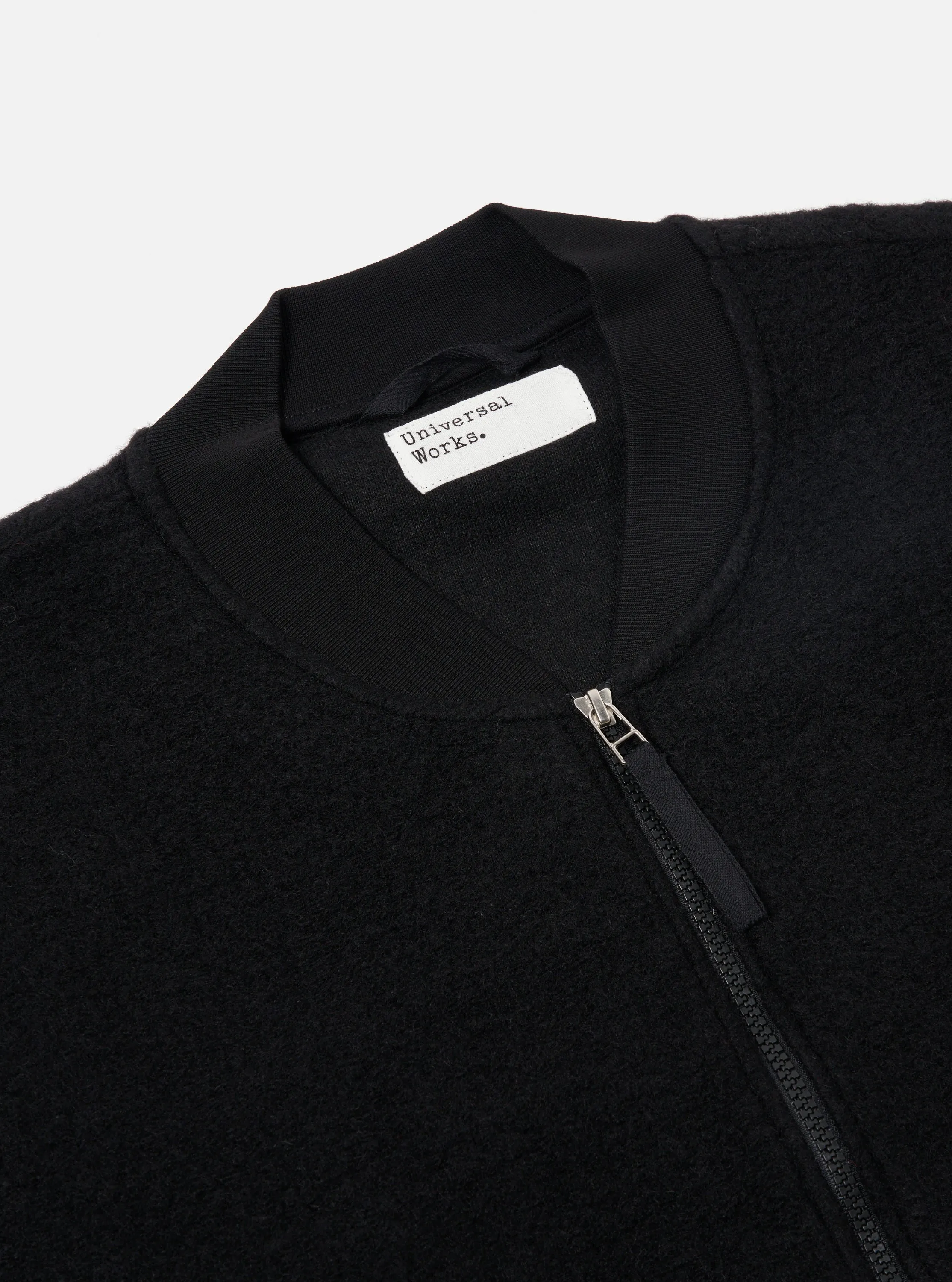Universal Works Zip Bomber in Black Wool Fleece sold by Universal Works product image thumbnail 3
