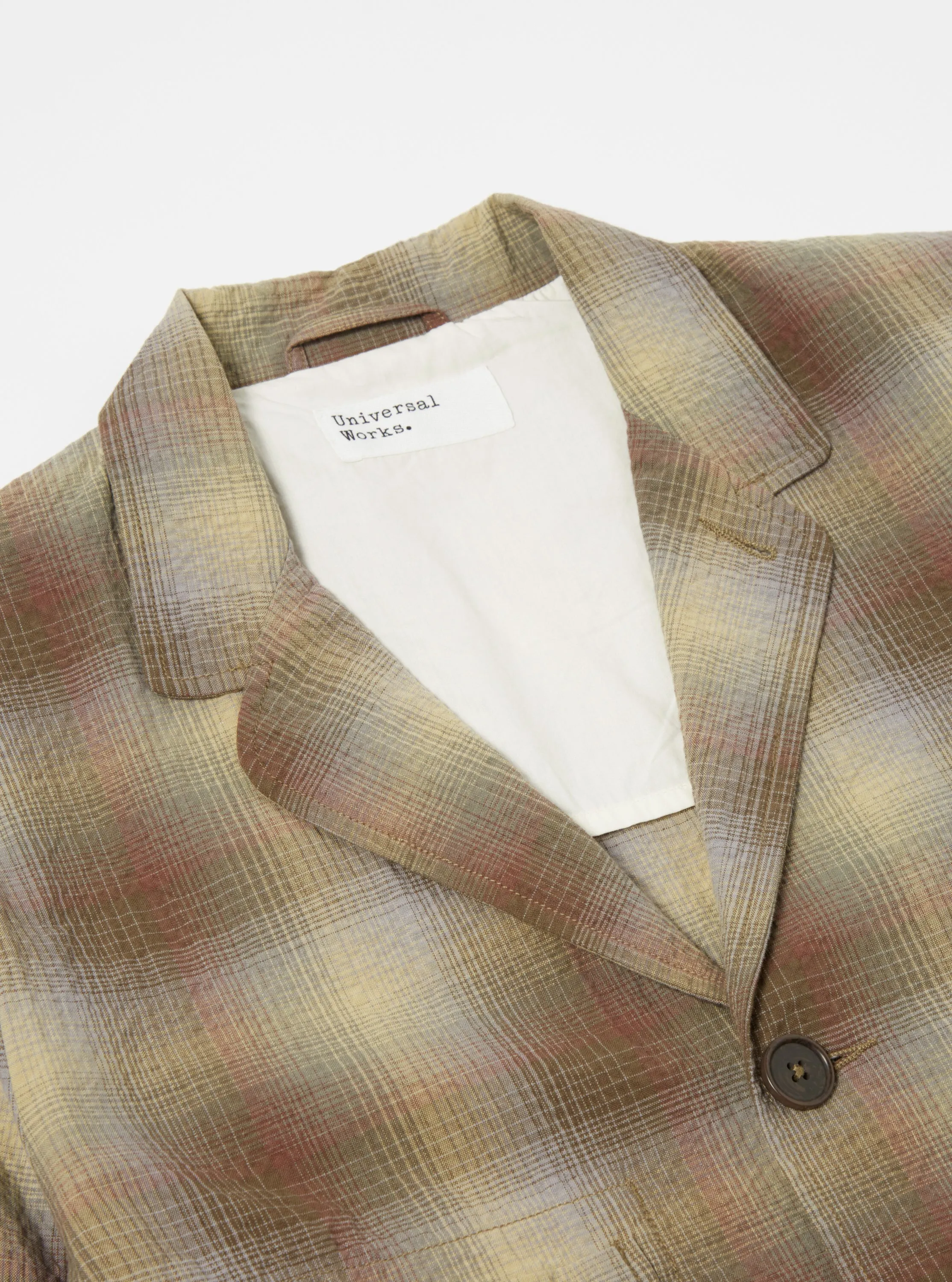 Universal Works Five Pocket Jacket in Olive Portuguese Check Seersucker sold by Universal Works product image thumbnail 4