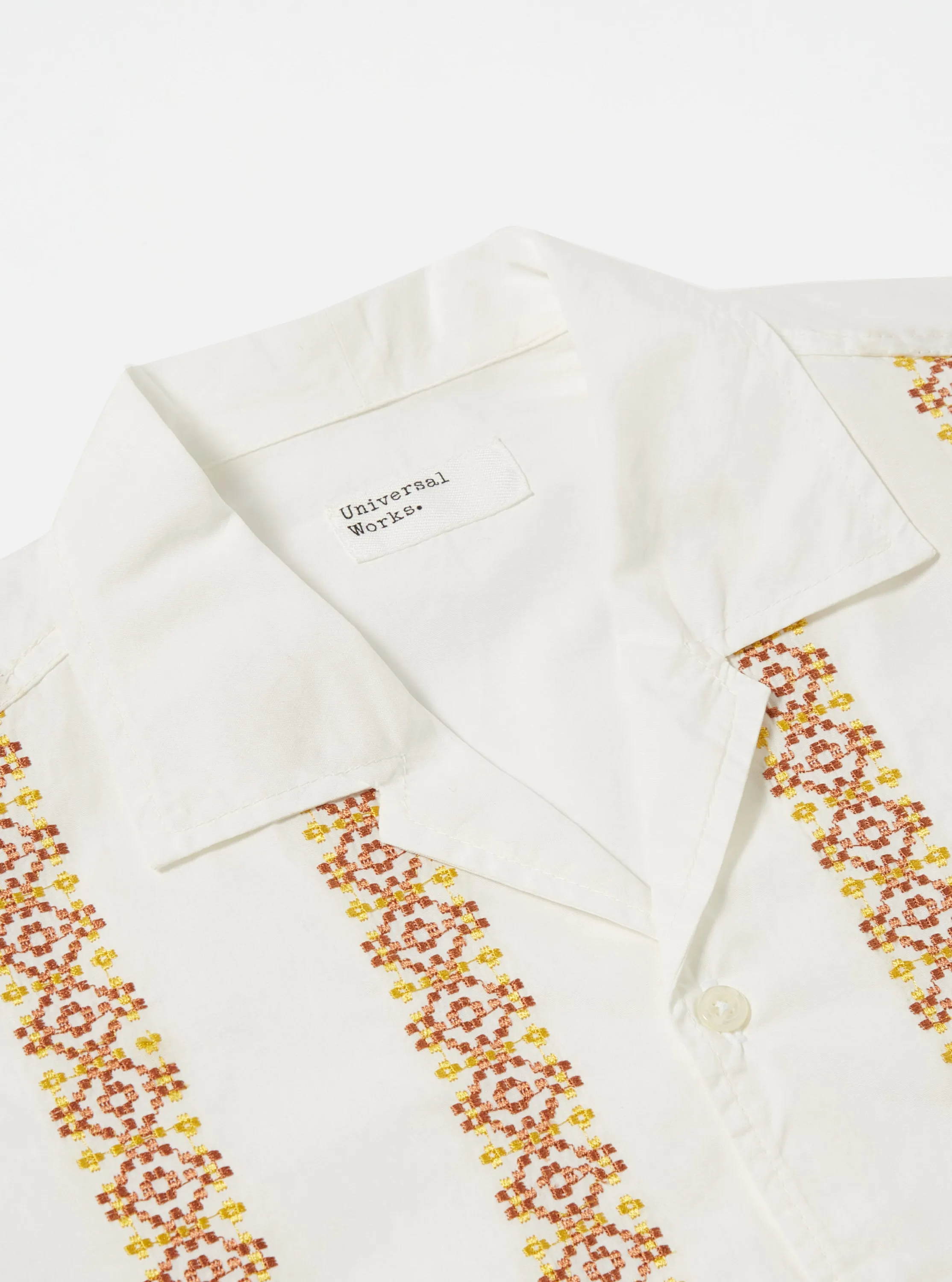 Universal Works Minari Shirt in Ecru Embroidered Organic Poplin sold by Universal Works product image thumbnail 4