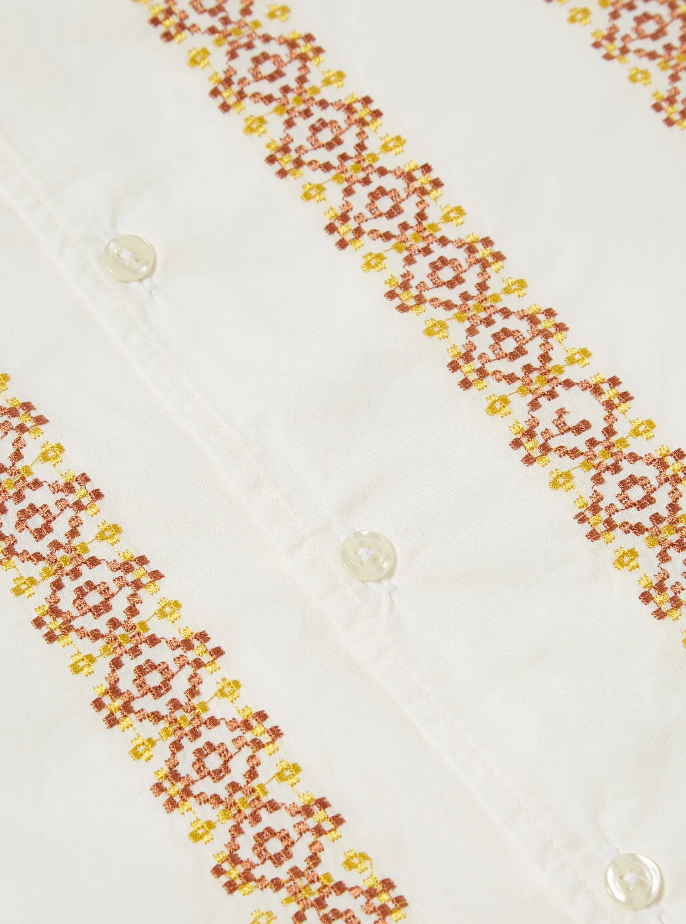 Universal Works Minari Shirt in Ecru Embroidered Organic Poplin sold by Universal Works product image thumbnail 5