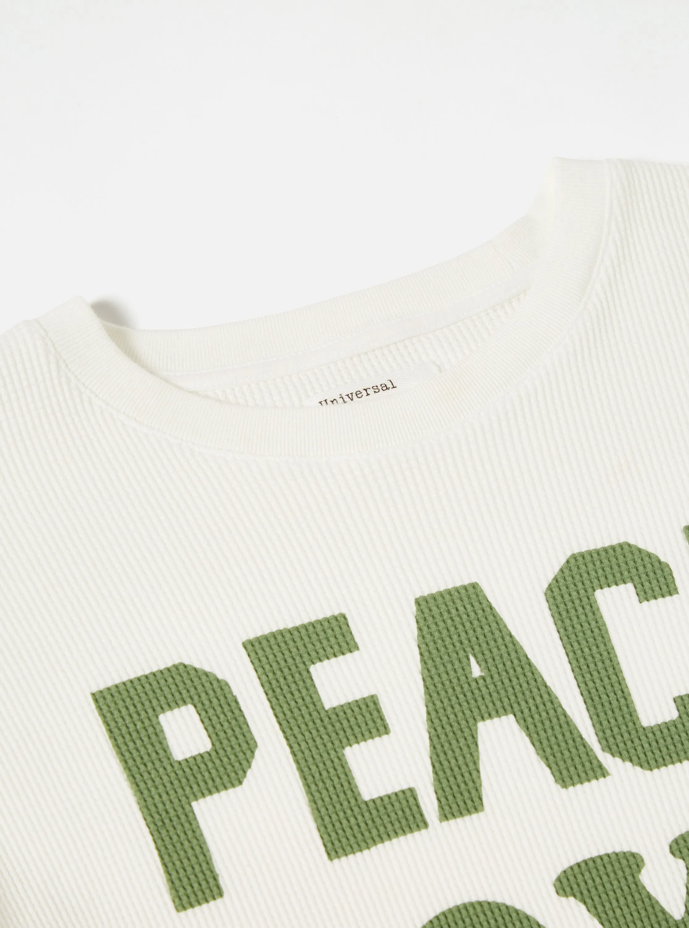 Universal Works Print Tee in Off White Organic Cotton/Hemp Waffle sold by Universal Works product image thumbnail 4