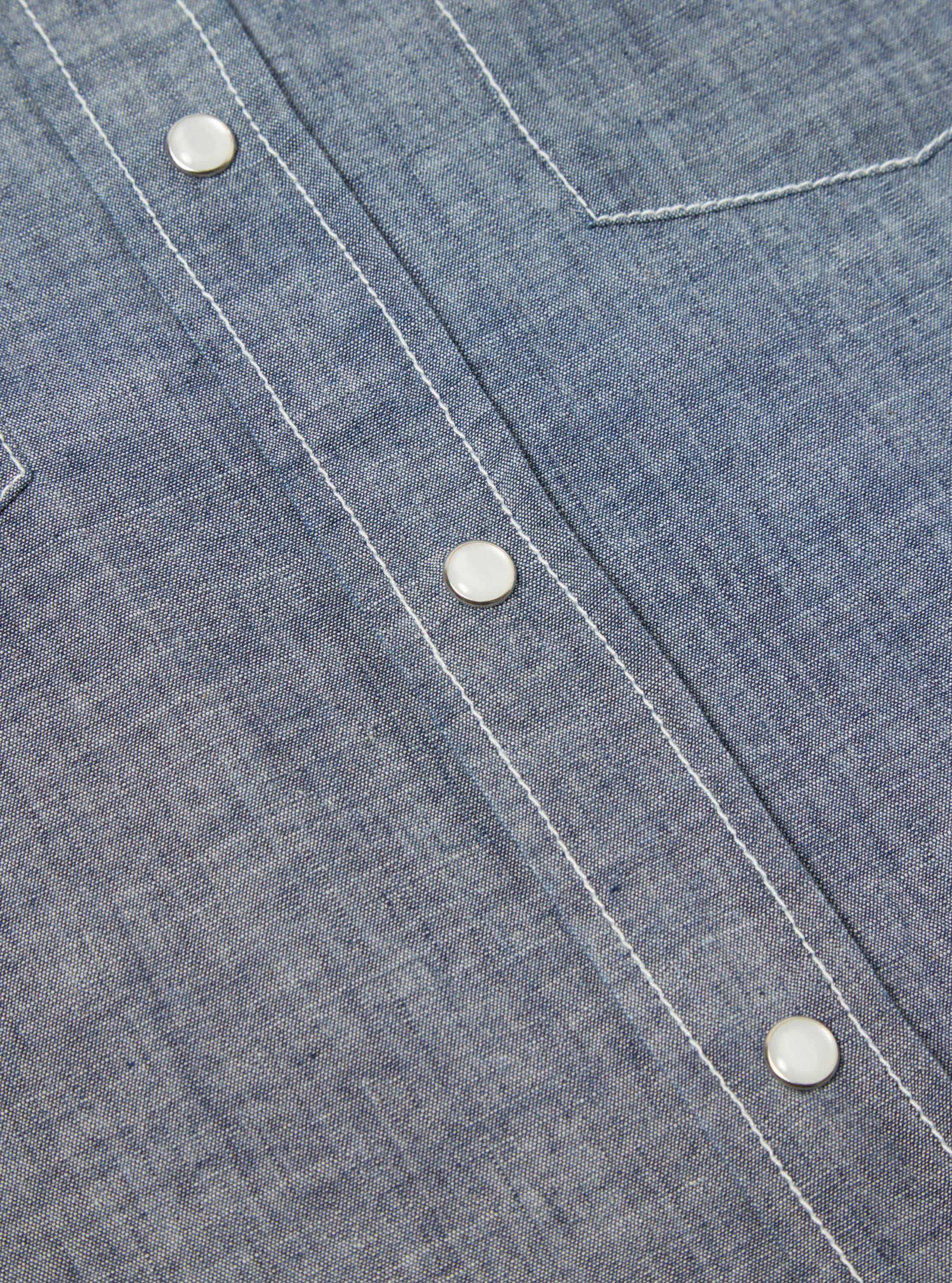 Universal Works Embroidered Western Garage Shirt in Indigo Chambray sold by Universal Works product image thumbnail 5