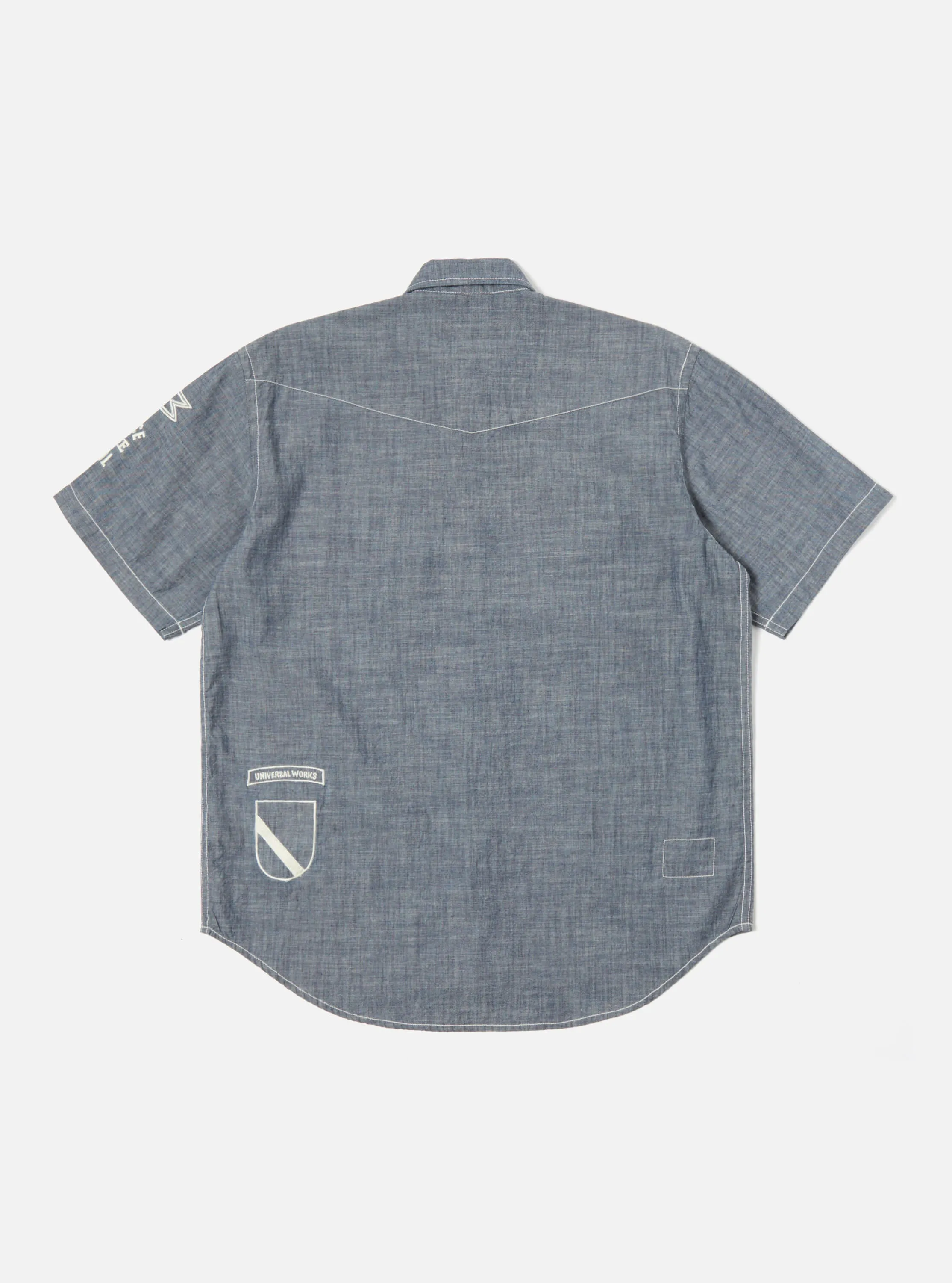 Universal Works Embroidered Western Garage Shirt in Indigo Chambray sold by Universal Works product image thumbnail 2