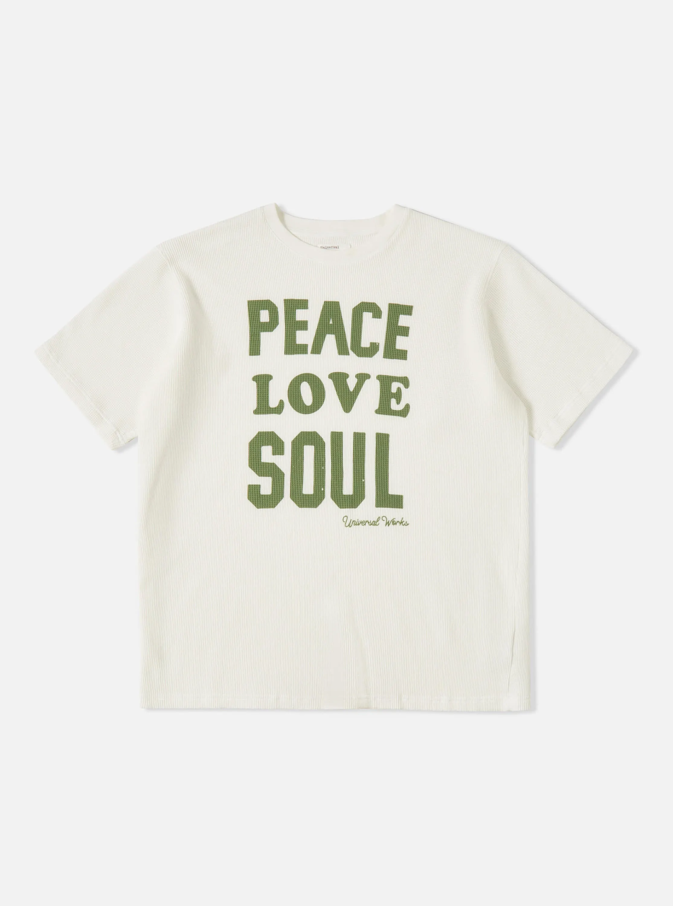 Universal Works Print Tee in Off White Organic Cotton/Hemp Waffle sold by Universal Works product image thumbnail 2