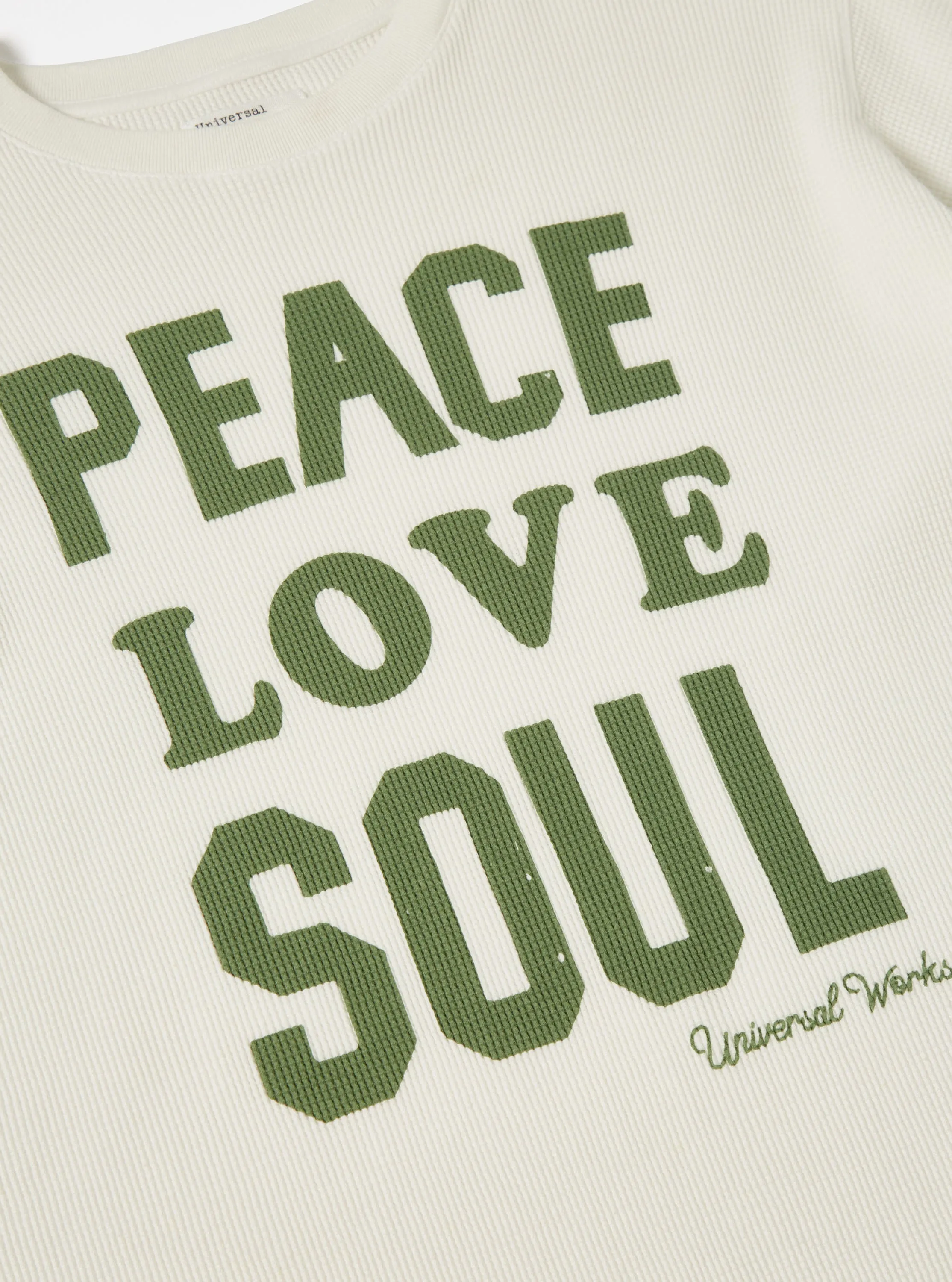 Universal Works Print Tee in Off White Organic Cotton/Hemp Waffle sold by Universal Works product image thumbnail 5