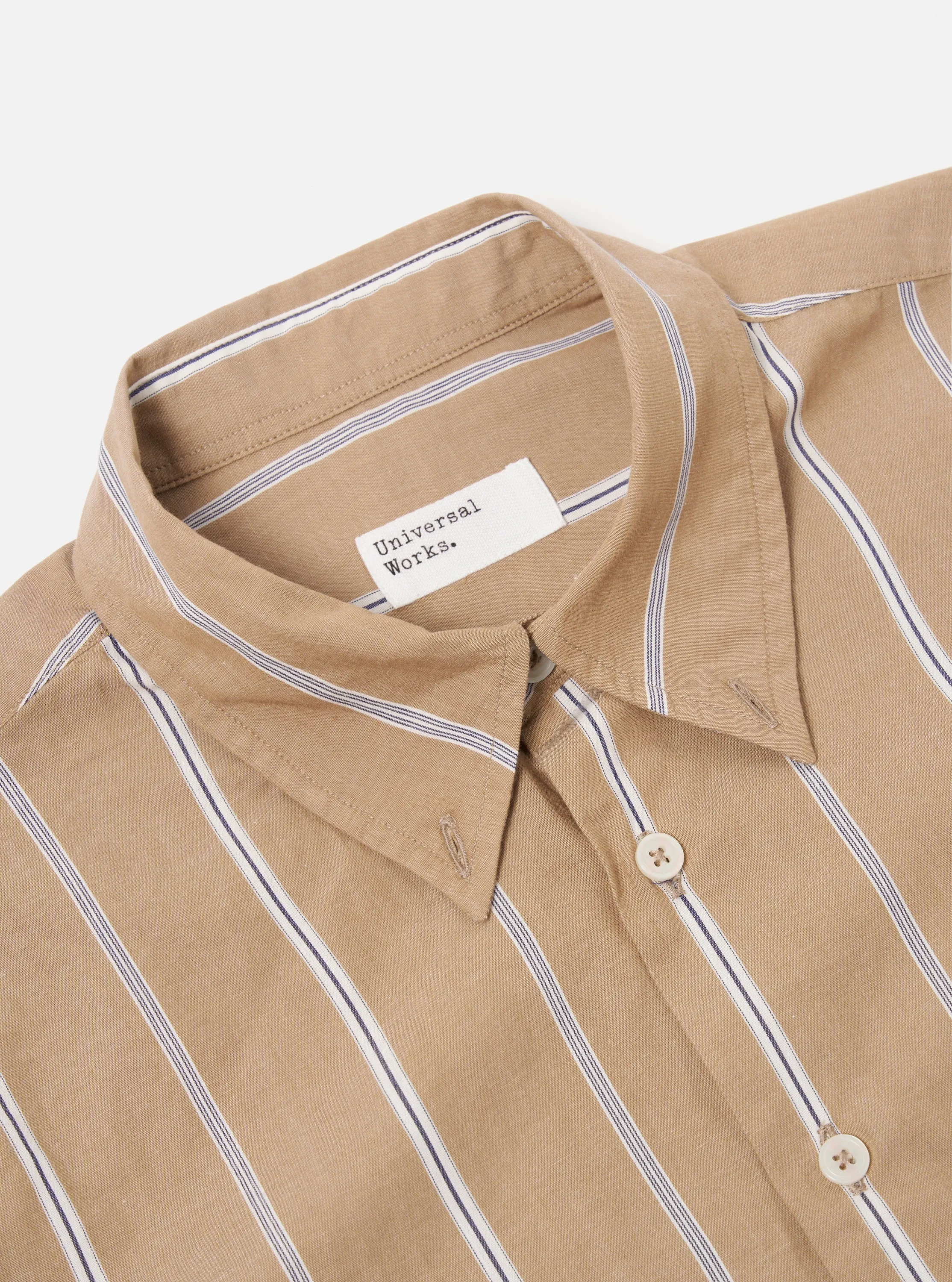 Universal Works Lazy Day Shirt in Sand Sydney Stripe sold by Universal Works product image thumbnail 3