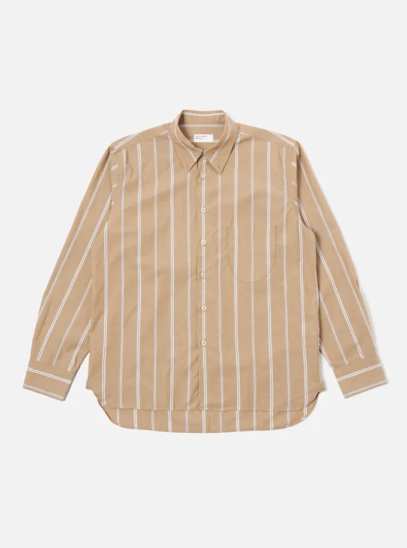 Universal Works Lazy Day Shirt in Sand Sydney Stripe sold by Universal Works