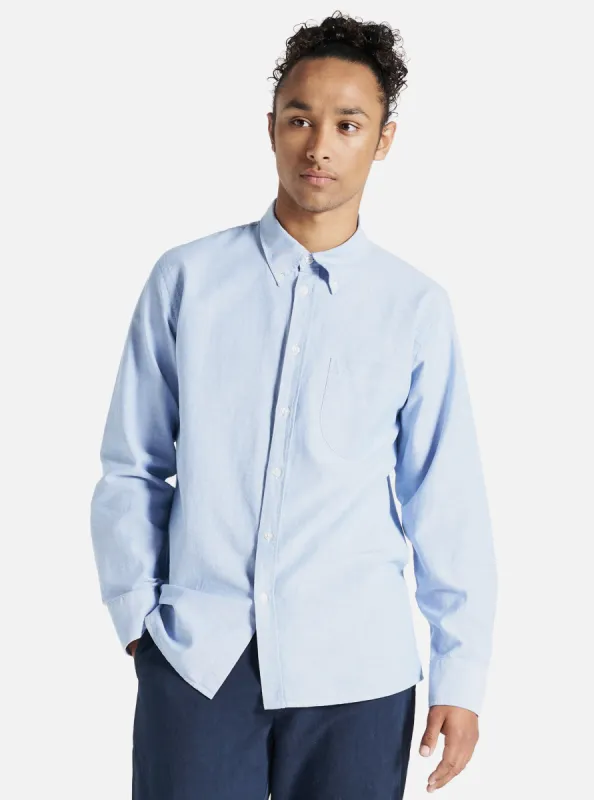 Universal Works Daybrook Shirt in Sky Oxford Cotton sold by Universal Works