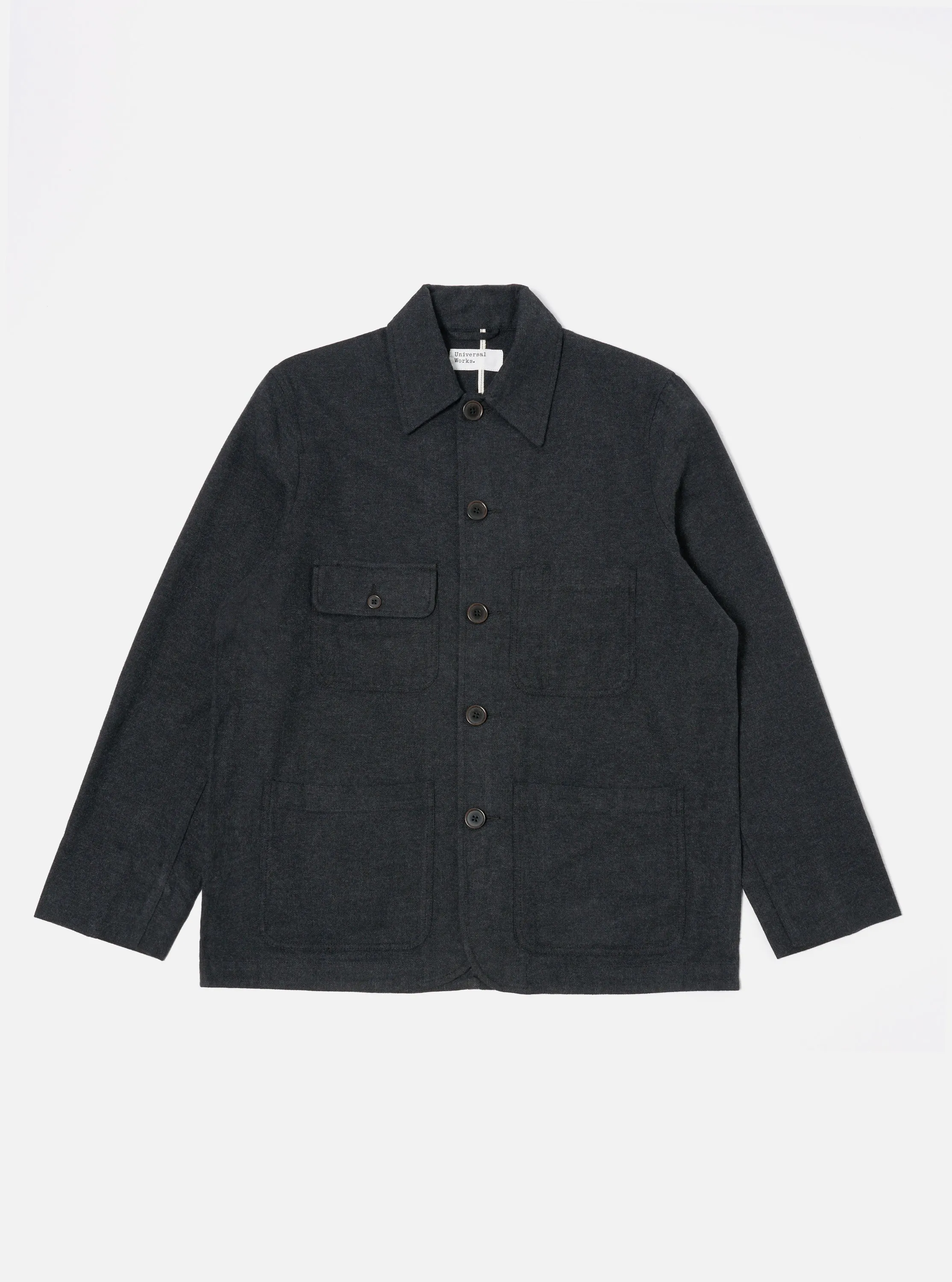 Universal Works Merchant Jacket in Charcoal Veta Upcycled Cotton sold by Universal Works