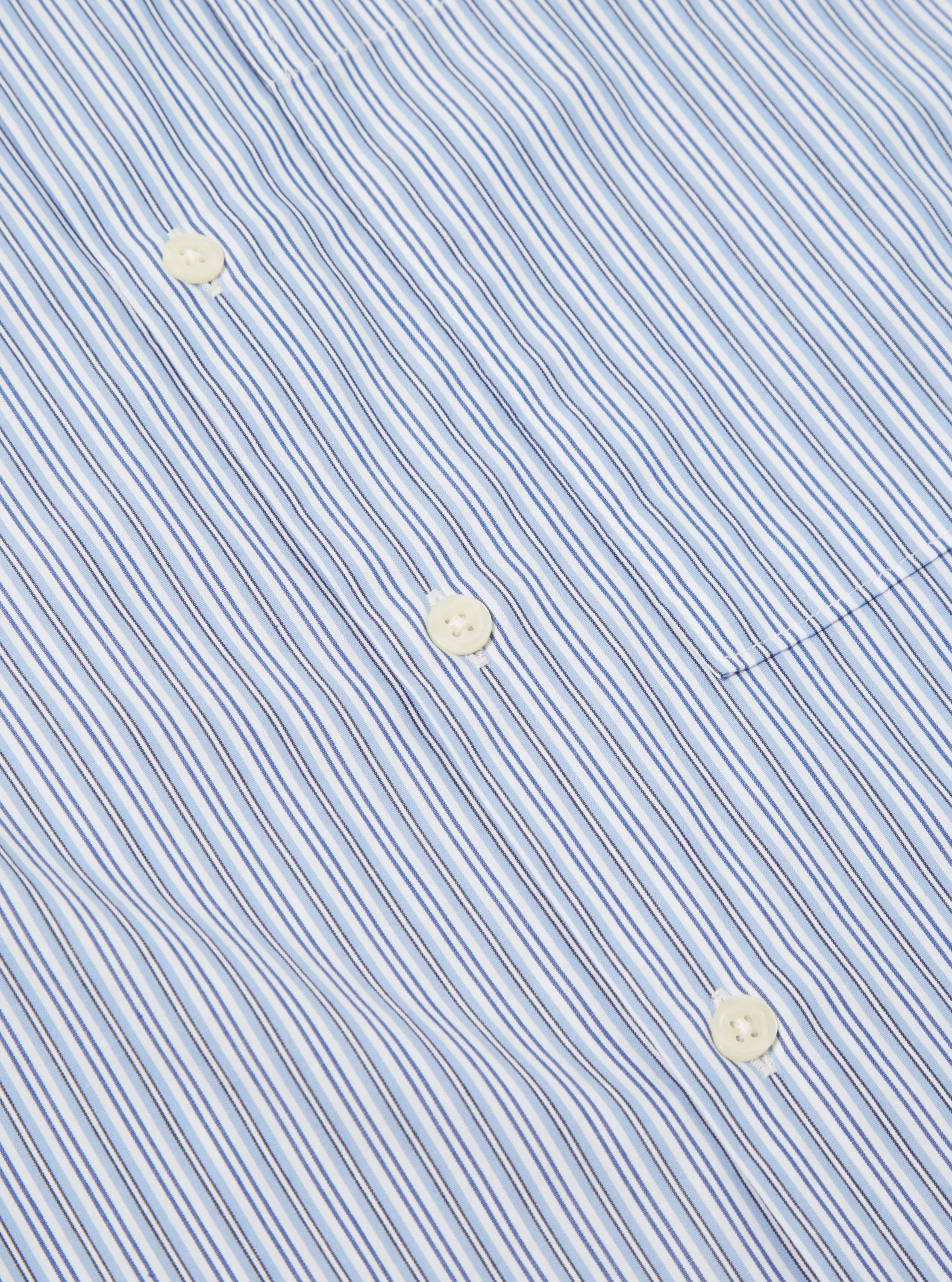 Universal Works Square Pocket Shirt in Blue/Navy Busy Stripe Cotton sold by Universal Works product image thumbnail 5