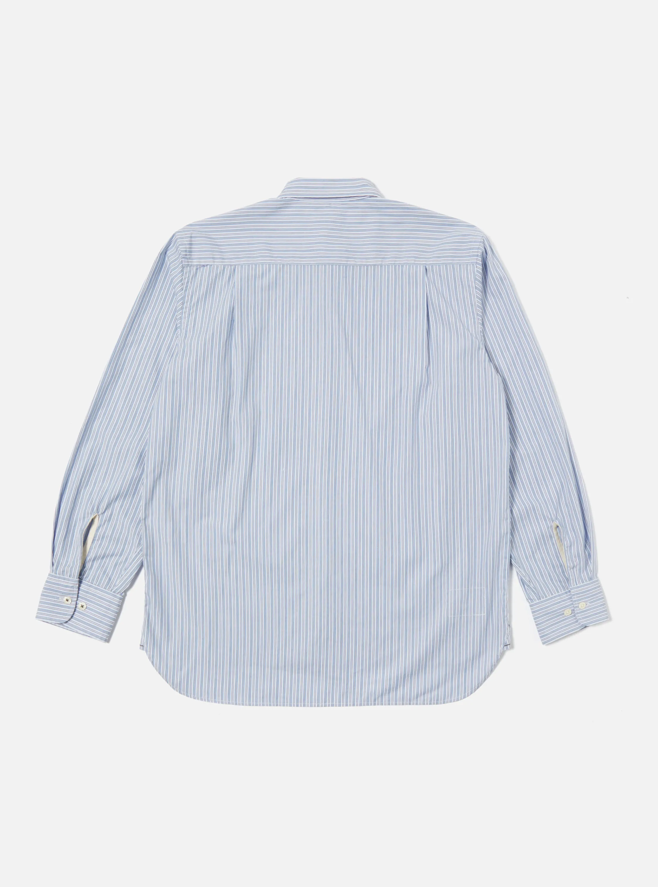 Universal Works Square Pocket Shirt in Blue/Navy Busy Stripe Cotton sold by Universal Works product image thumbnail 3