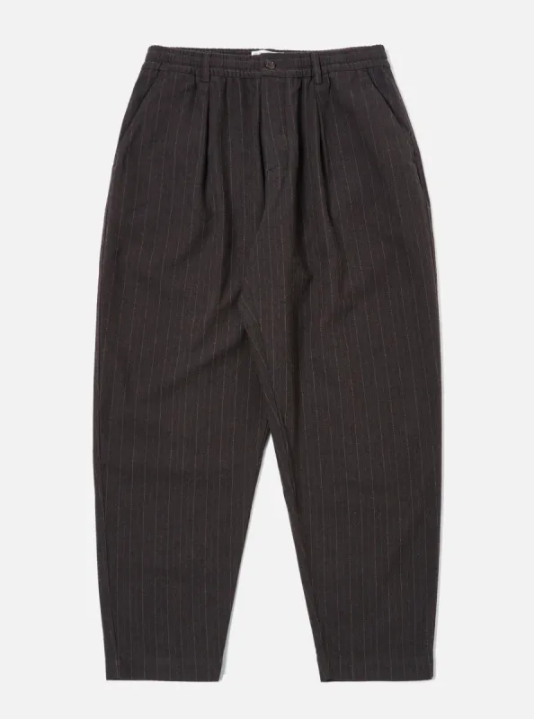 Universal Works Pleated Track Pant in Brown Italian Pinstripe sold by Universal Works