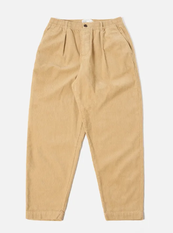 Universal Works Pleated Track Pant in Fawn Cord sold by Universal Works