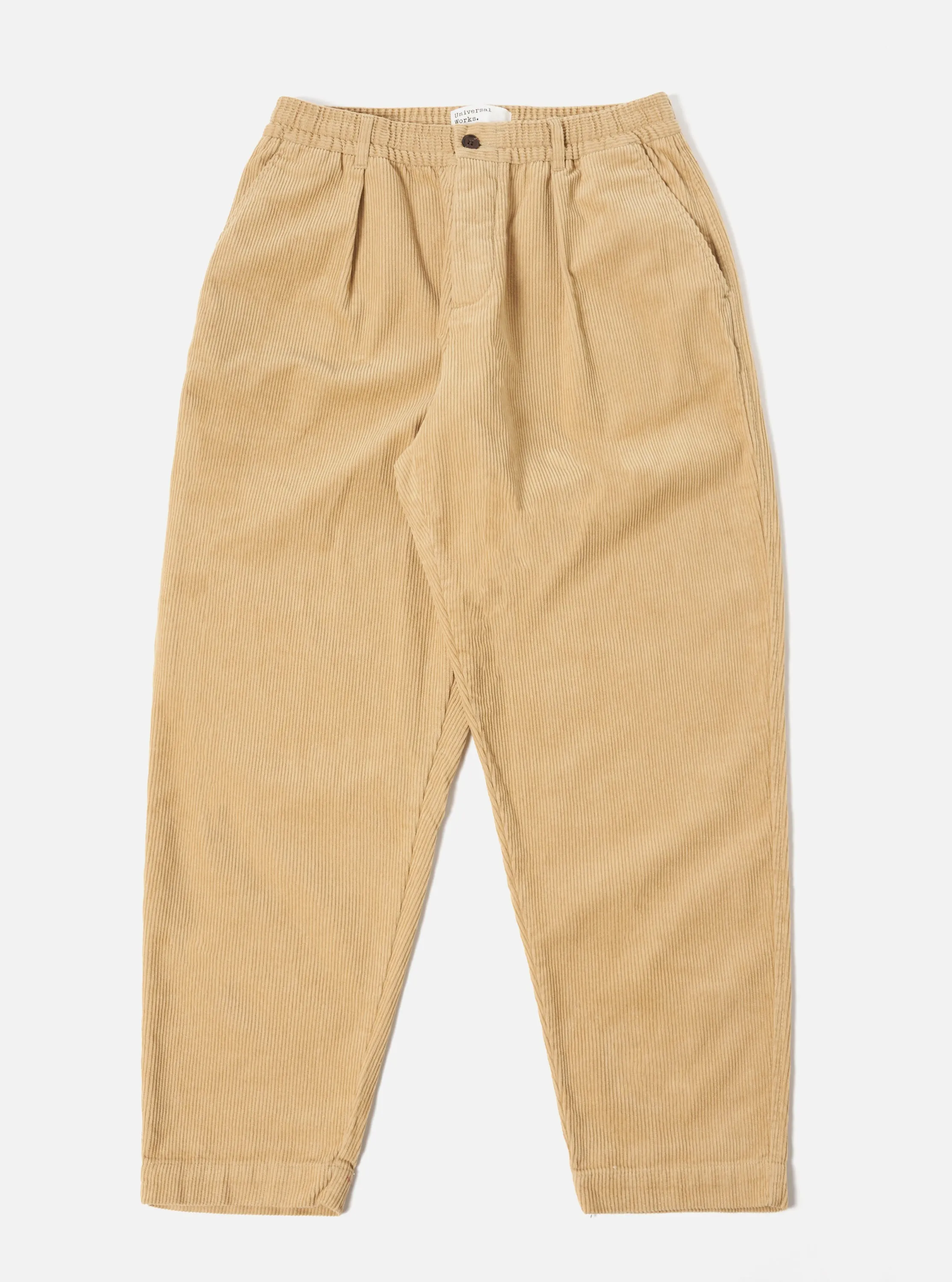Universal Works Pleated Track Pant in Fawn Cord sold by Universal Works