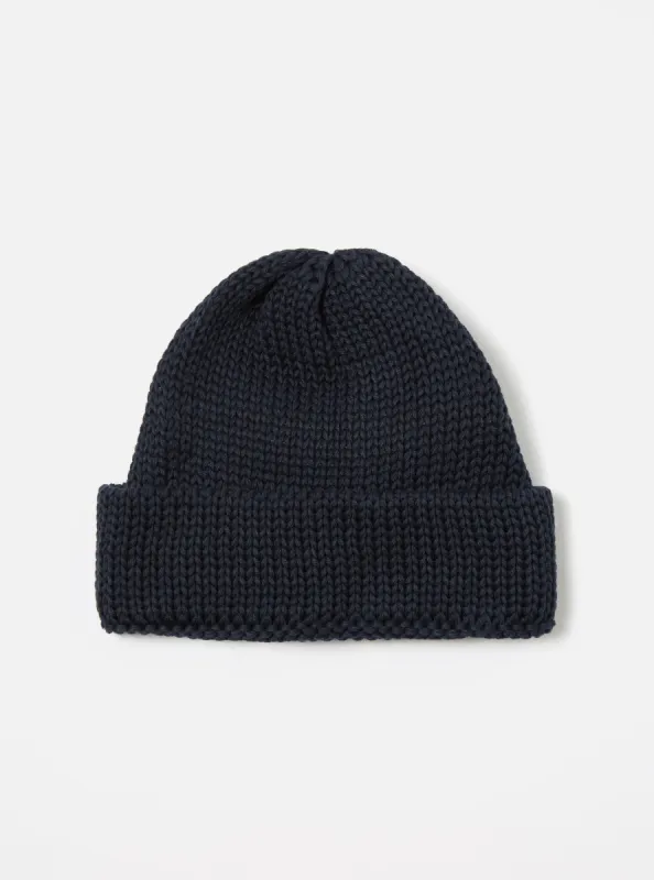 Universal Works Watch Cap in Navy Eco Cotton sold by Universal Works