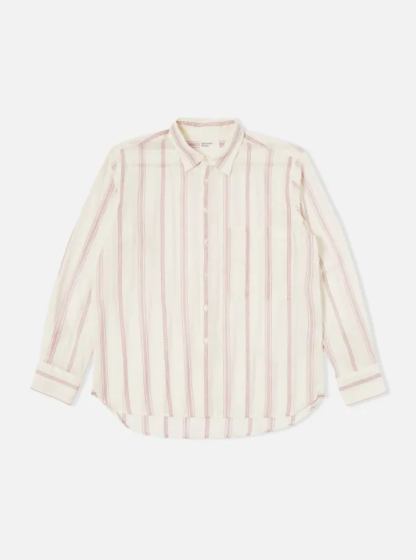 Universal Works Square Pocket Shirt in Ecru/Lilac Hendrix Curry Stripe sold by Universal Works