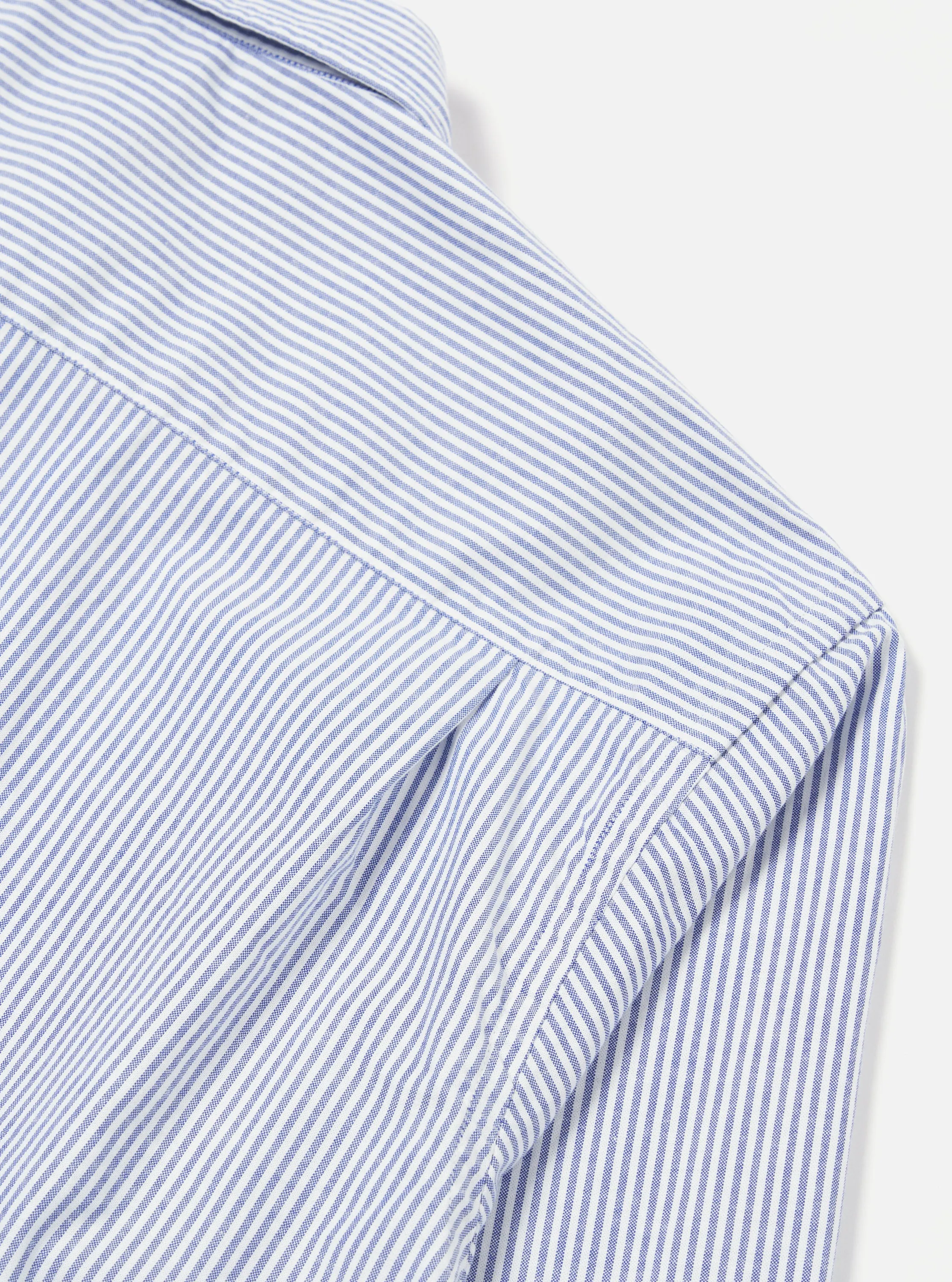 Universal Works Square Pocket Shirt in Navy Security Stripe Cotton sold by Universal Works product image thumbnail 4