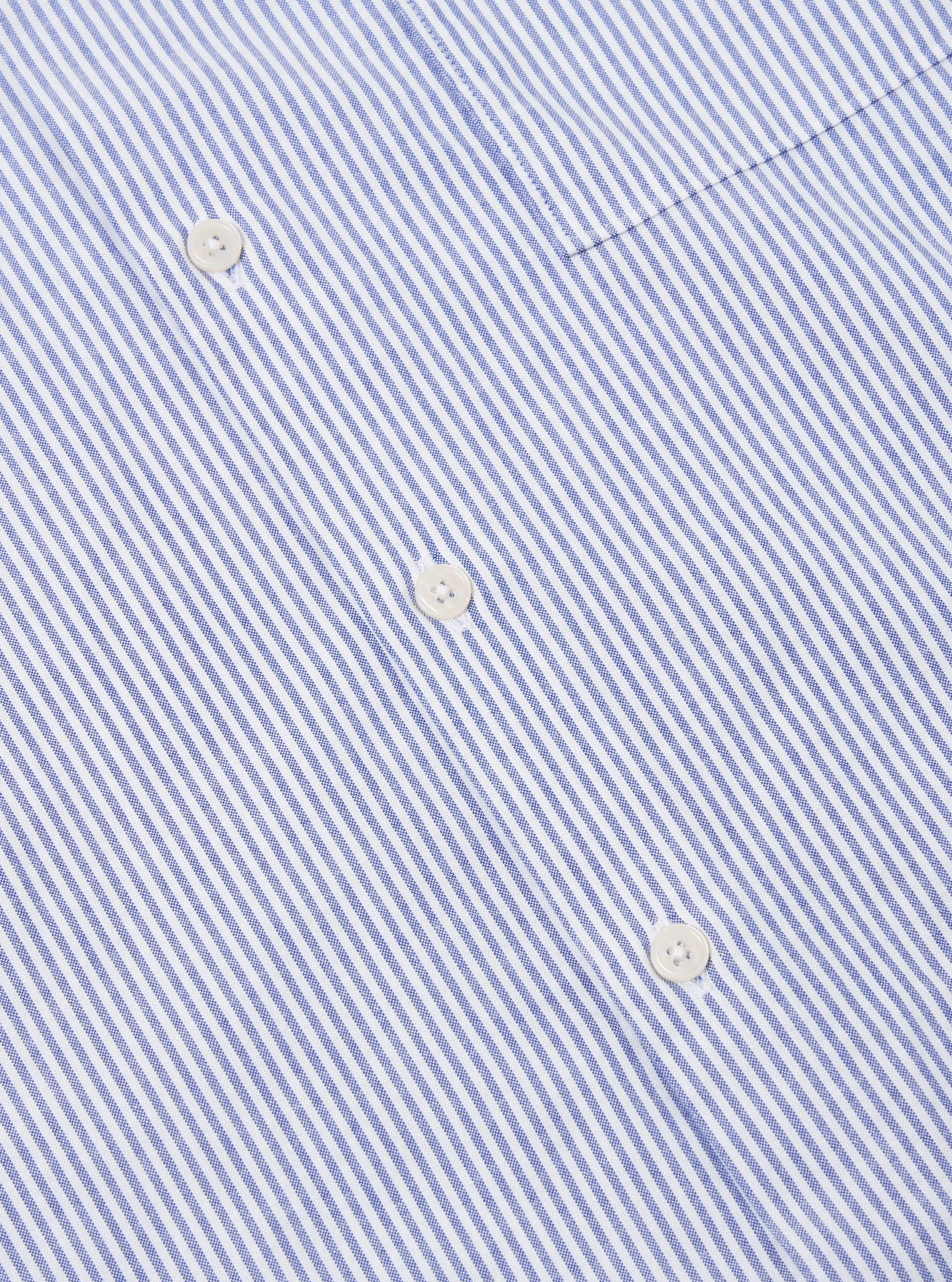 Universal Works Square Pocket Shirt in Navy Security Stripe Cotton sold by Universal Works product image thumbnail 5