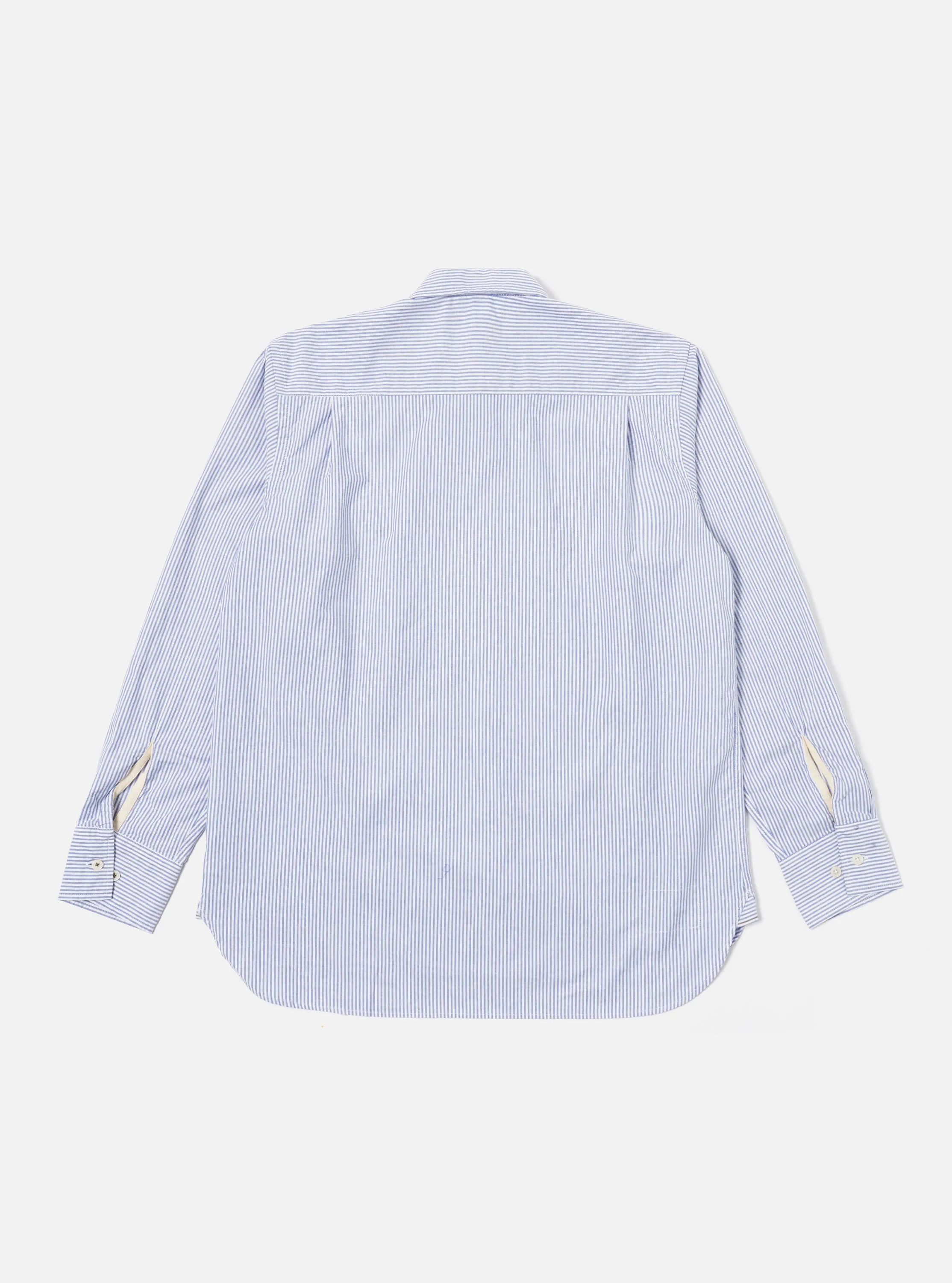 Universal Works Square Pocket Shirt in Navy Security Stripe Cotton sold by Universal Works product image thumbnail 2