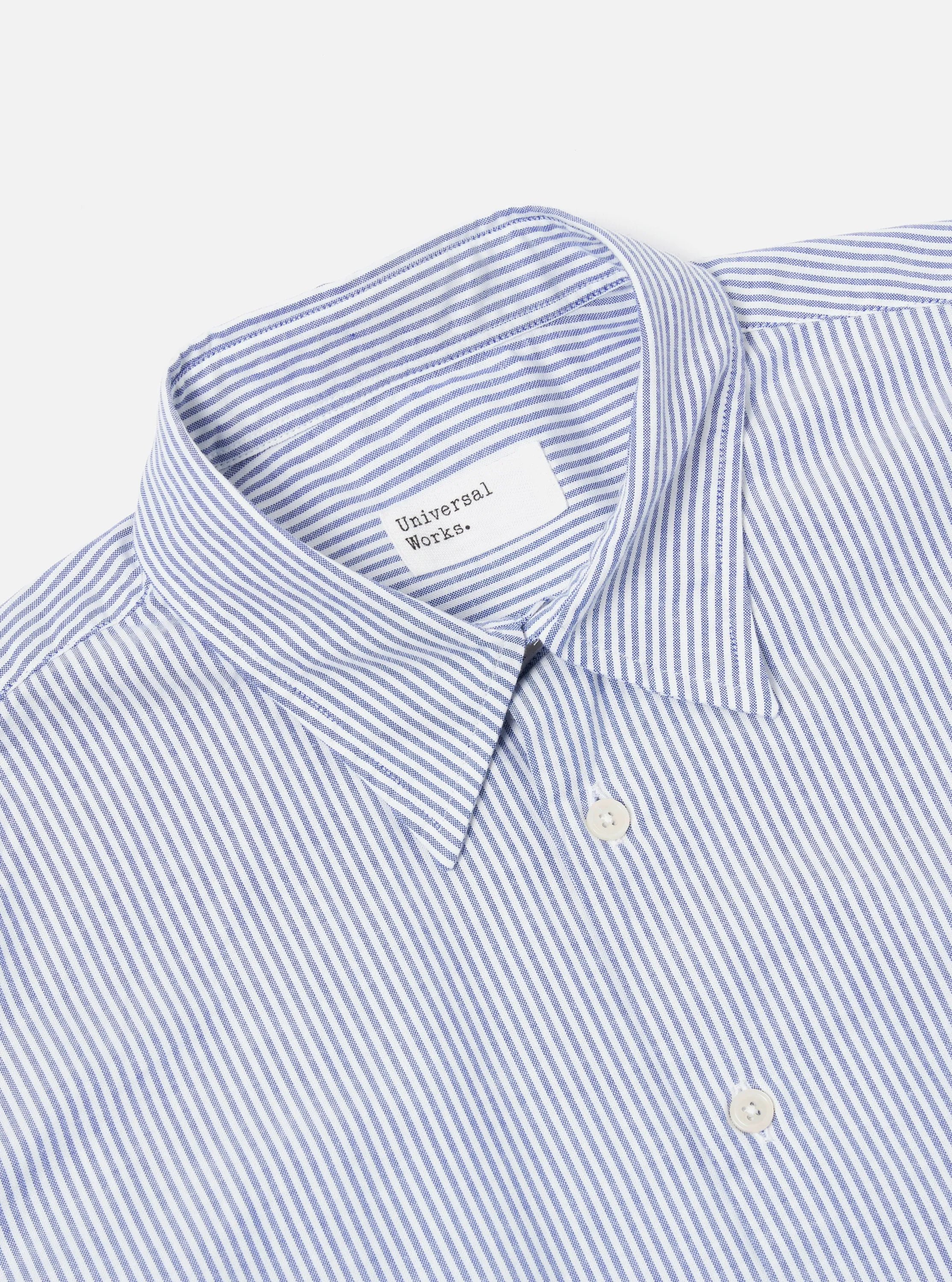 Universal Works Square Pocket Shirt in Navy Security Stripe Cotton sold by Universal Works product image thumbnail 3
