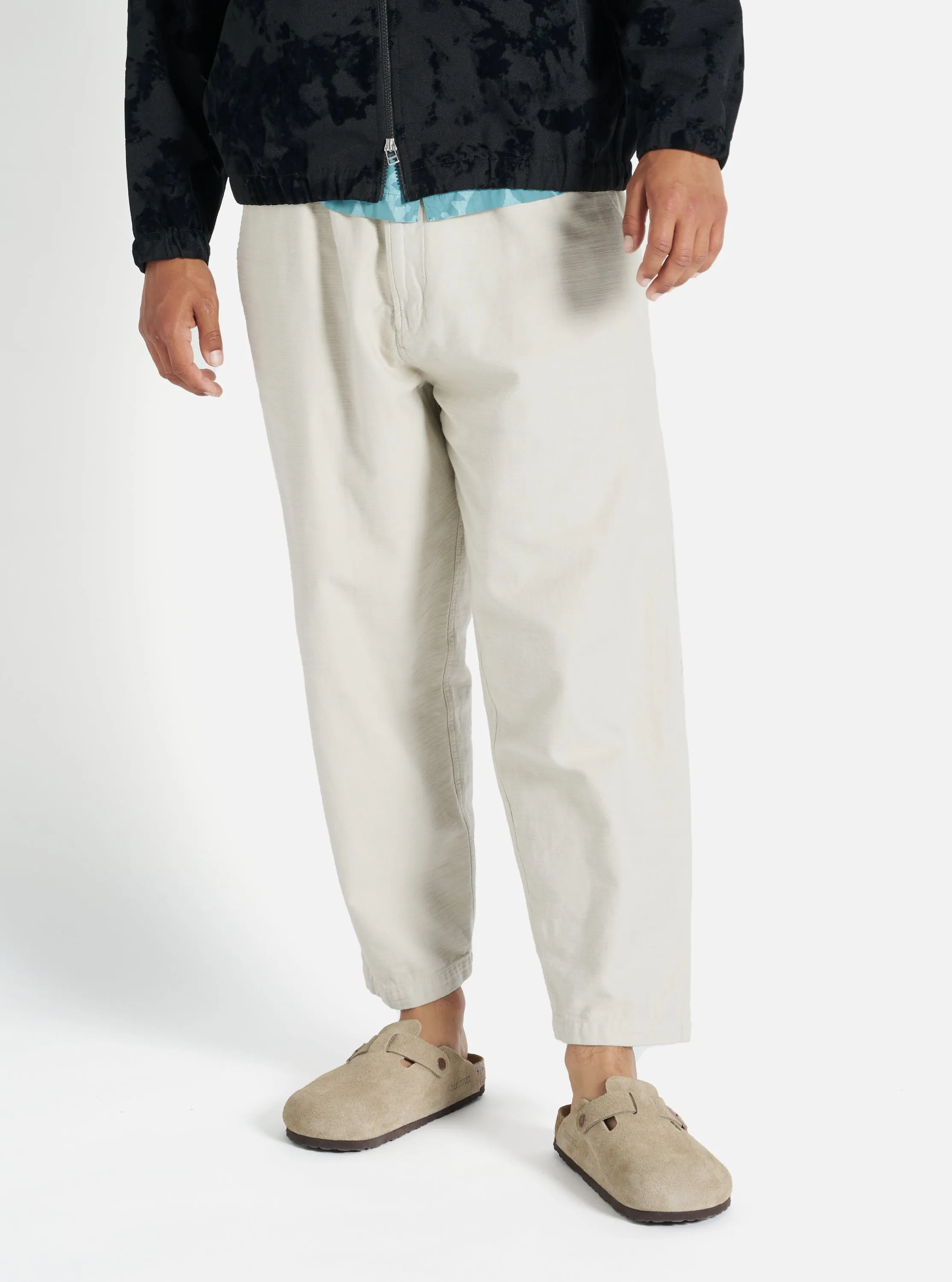 Universal Works Hi Water Trouser in Driftwood Slub Sateen sold by Universal Works